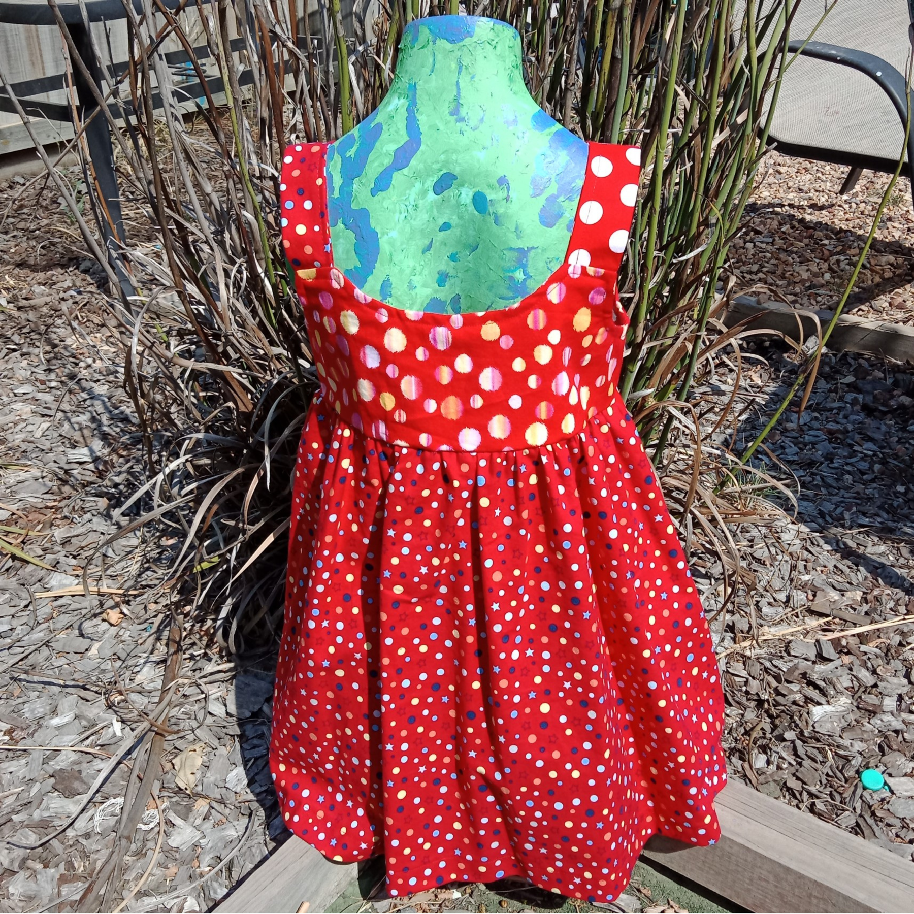 Girls Dress Size 7, Red Polkadots/Spot/Stars.