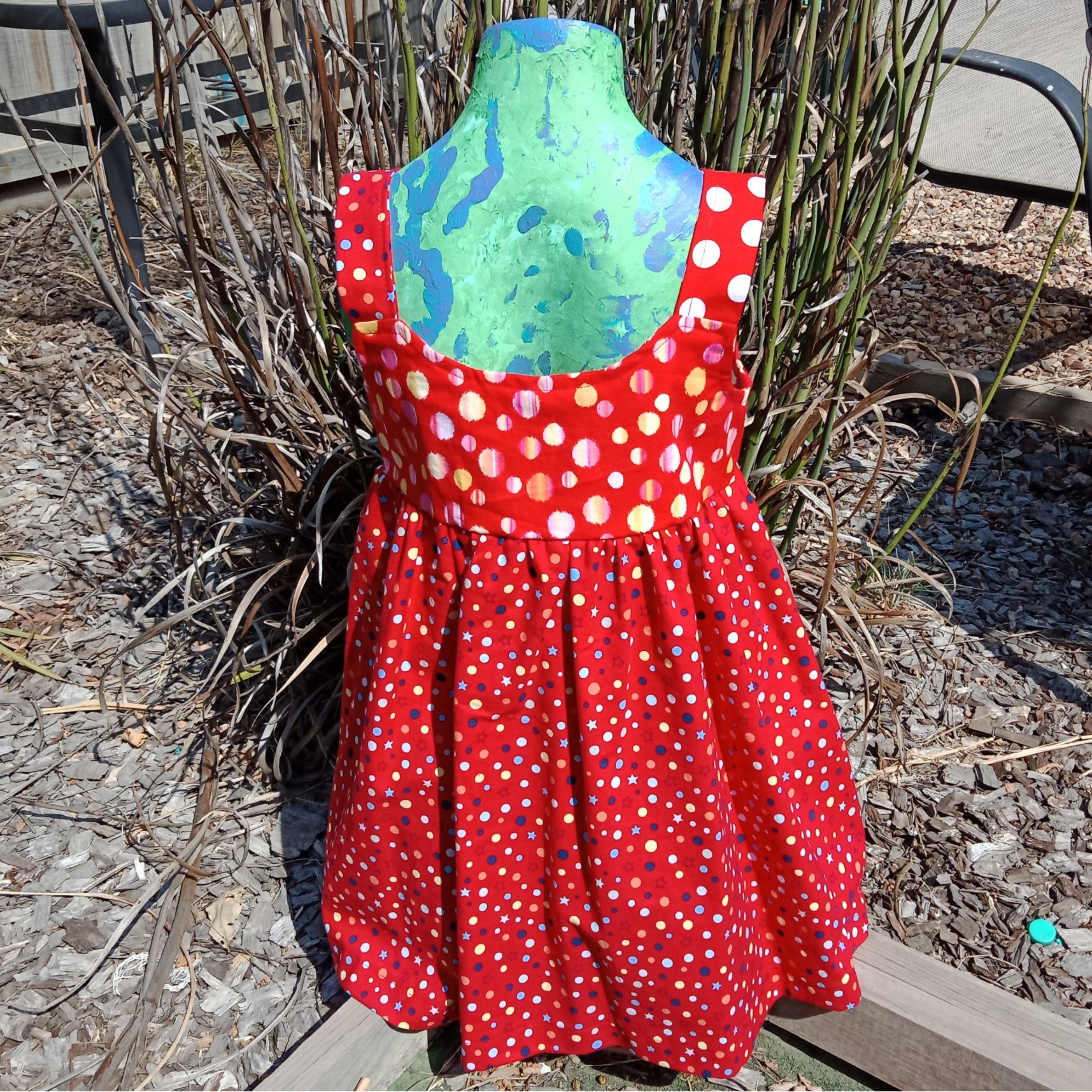 Girls Dress Size 7, Red Polkadots/Spot/Stars.