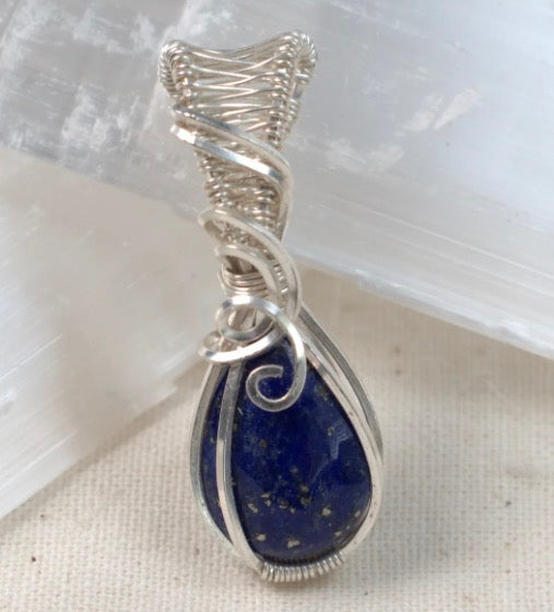 Wire Wrapped Lapis Lazuli Keepsake Pendant