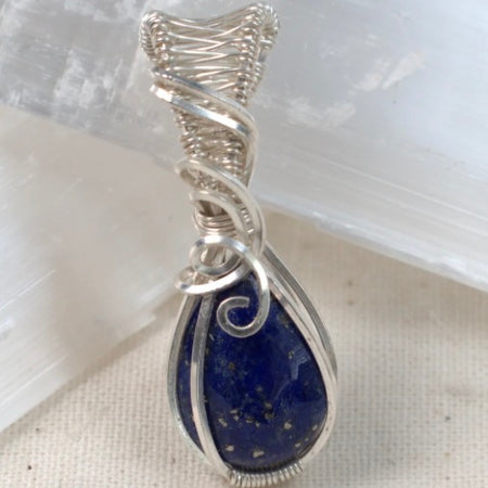 Wire Wrapped Lapis Lazuli Keepsake Pendant