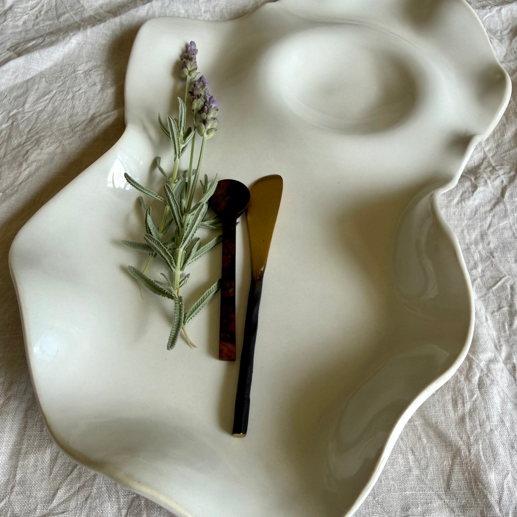 Large Ceramic Organic Grazing Platter | Free Flowing | Charcuterie