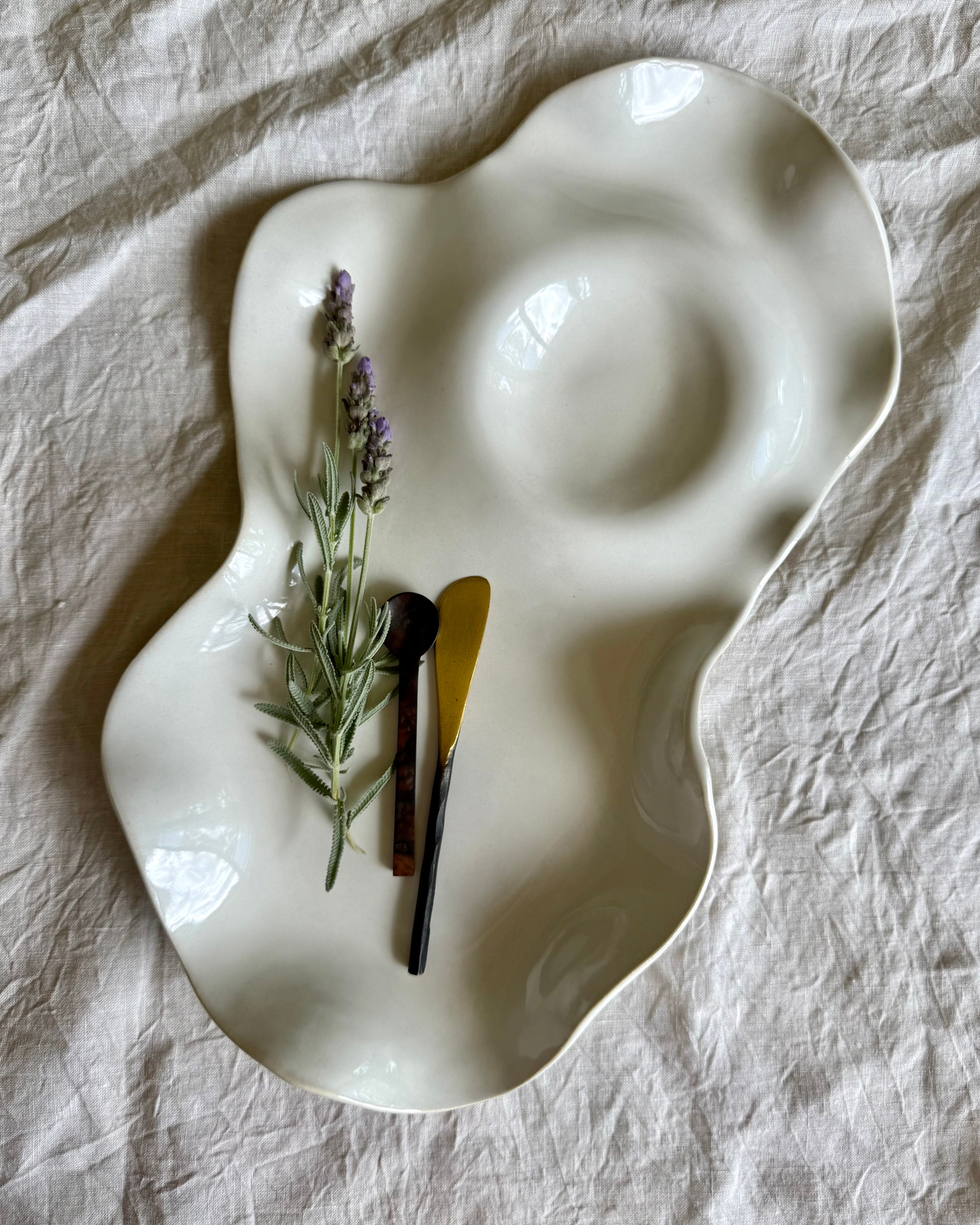 Large Ceramic Organic Grazing Platter | Free Flowing | Charcuterie