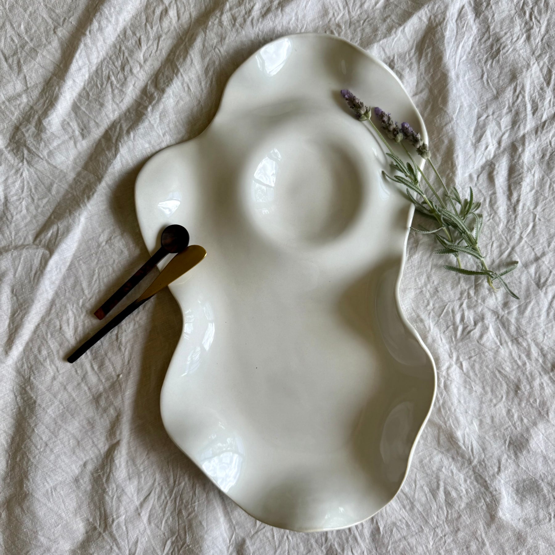 Large Ceramic Organic Grazing Platter | Free Flowing | Charcuterie