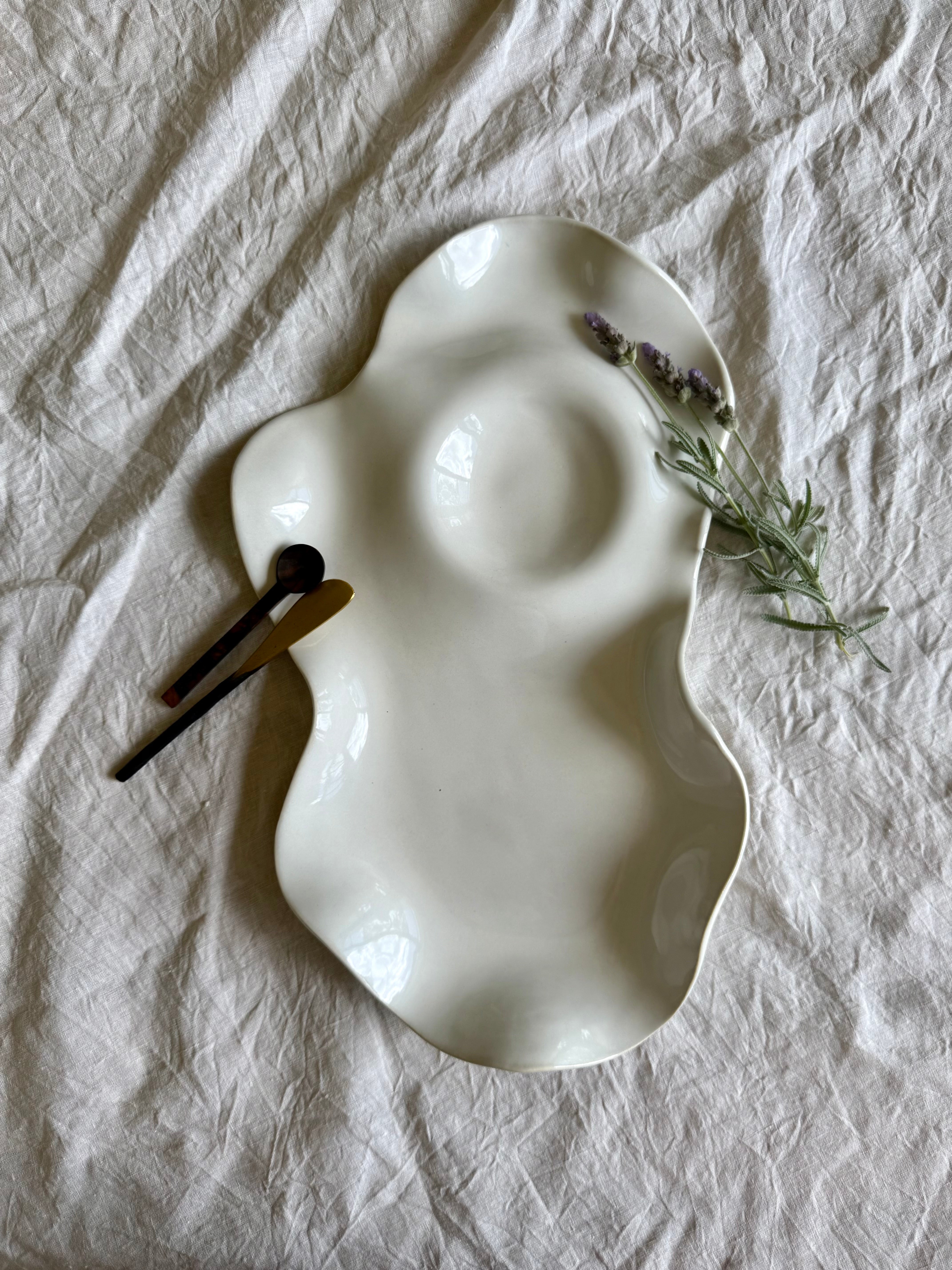 Large Ceramic Organic Grazing Platter | Free Flowing | Charcuterie