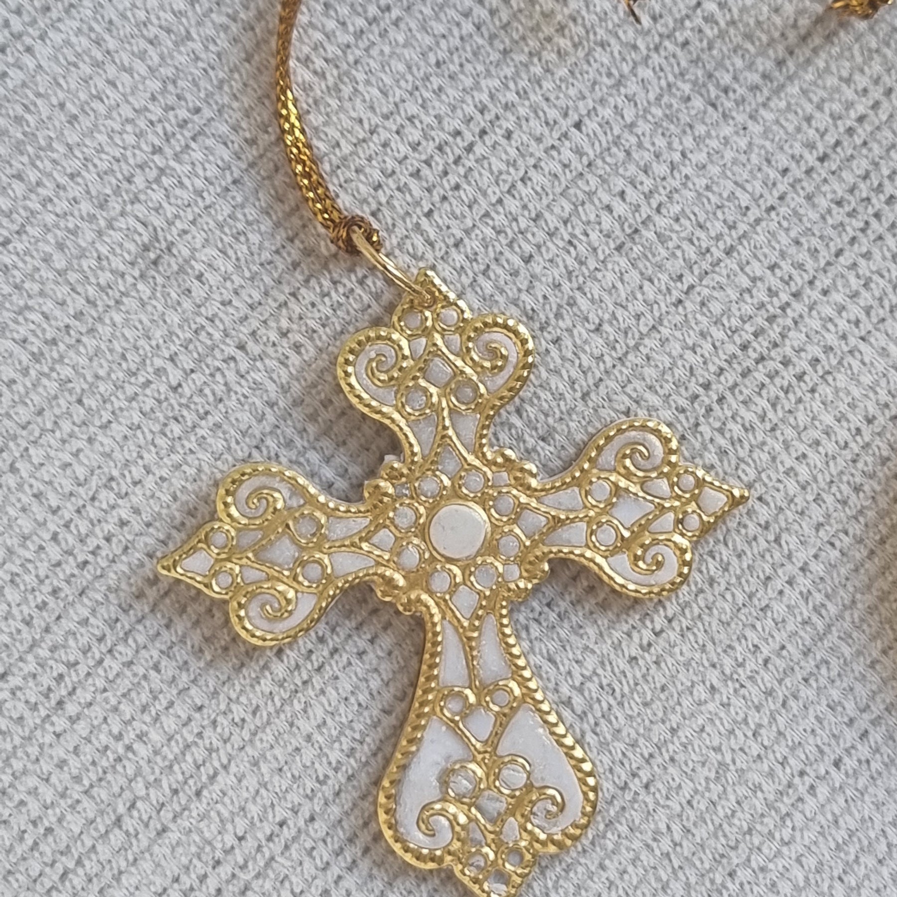 Golden Christmas Tree Deco Pair - Cross and Bauble