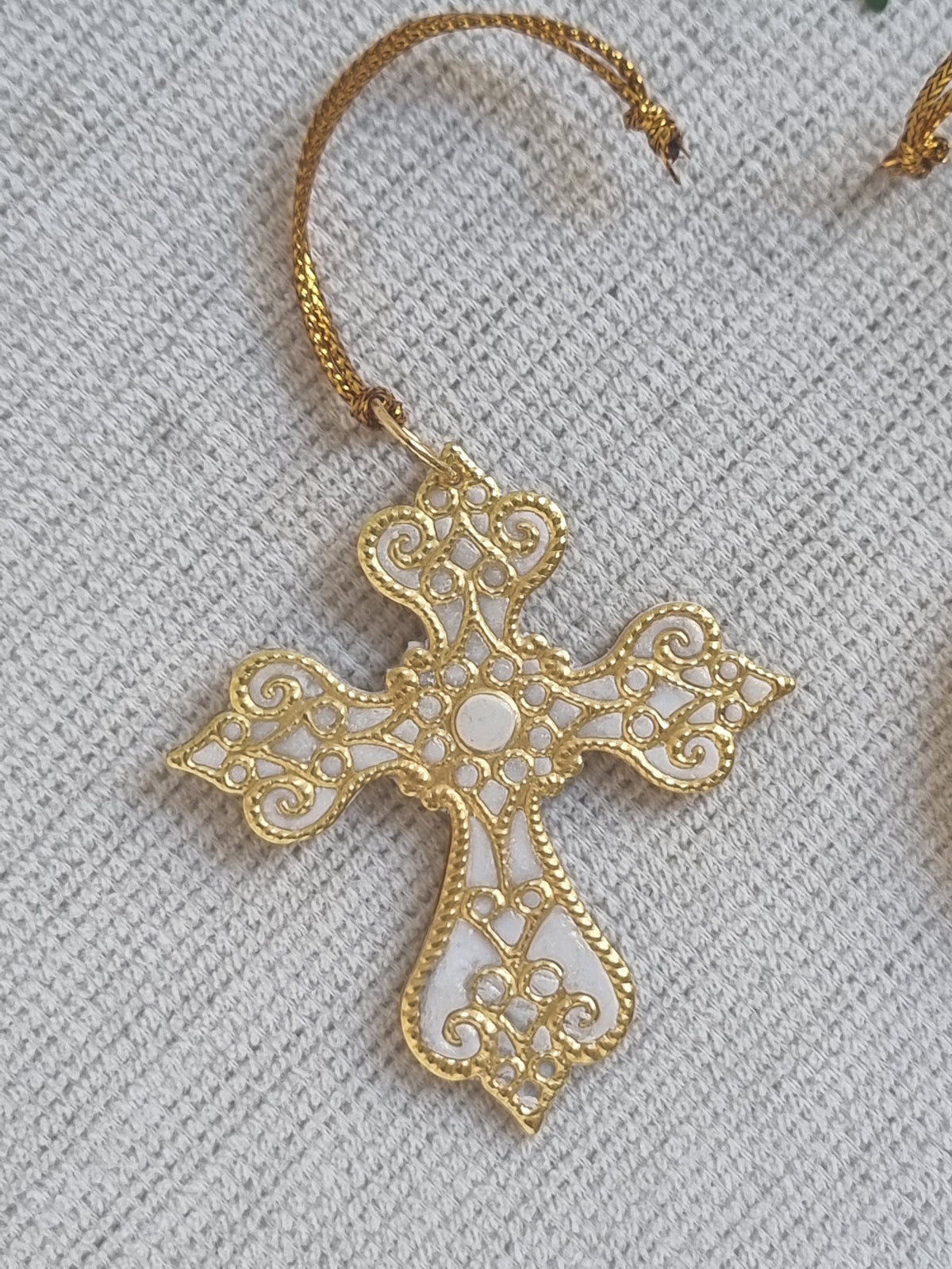 Golden Christmas Tree Deco Pair - Cross and Bauble