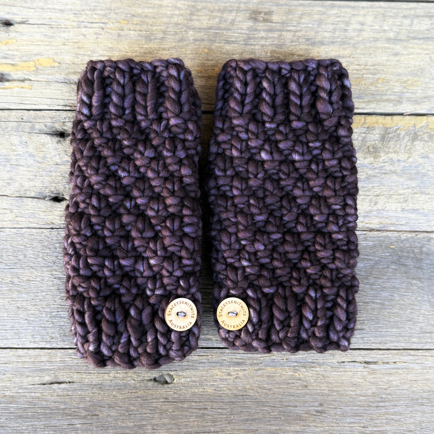 Hand Knitted Handwarmers, Charcoal Grey Merino Fingerless Gloves