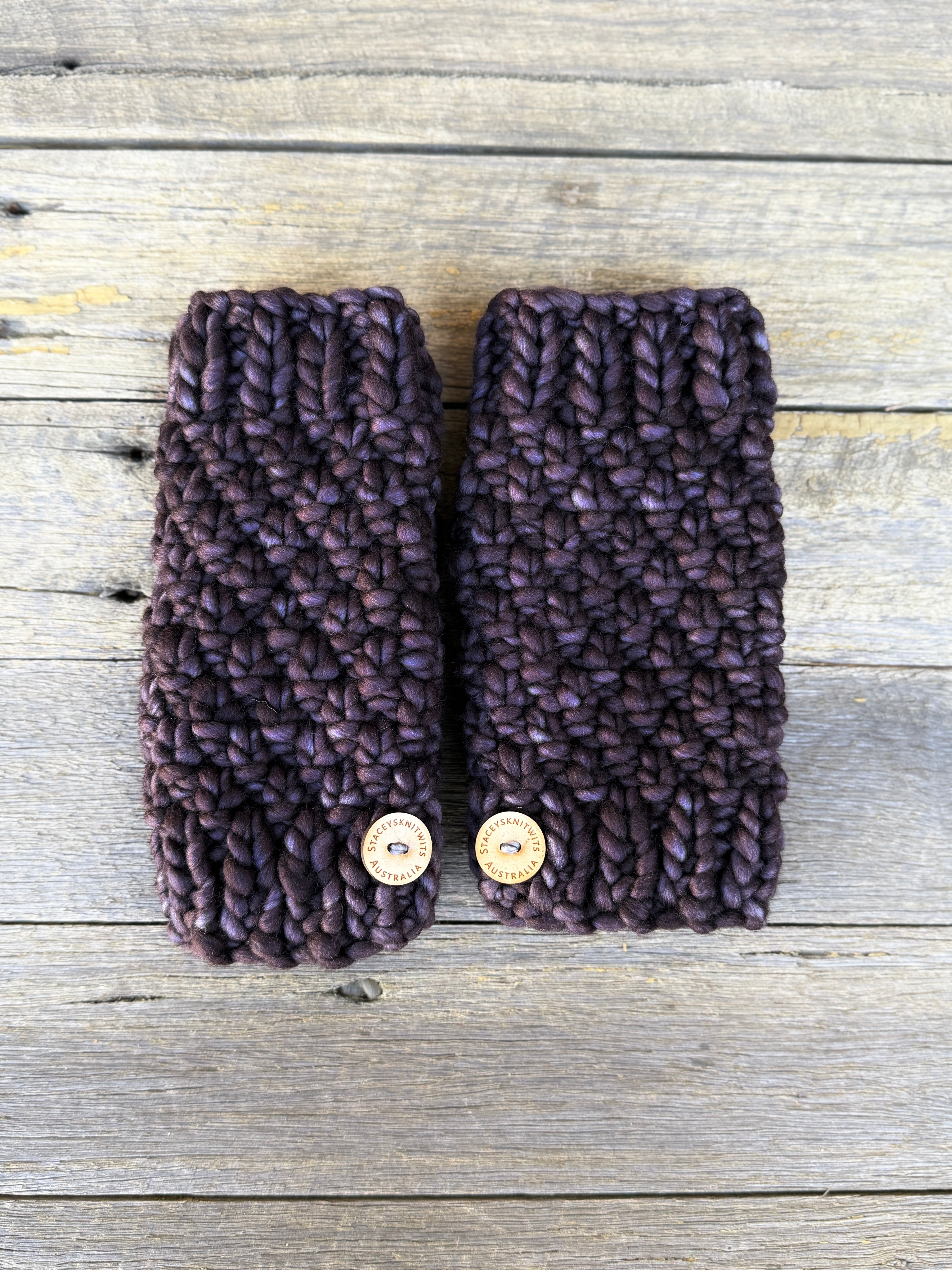 Hand Knitted Handwarmers, Charcoal Grey Merino Fingerless Gloves