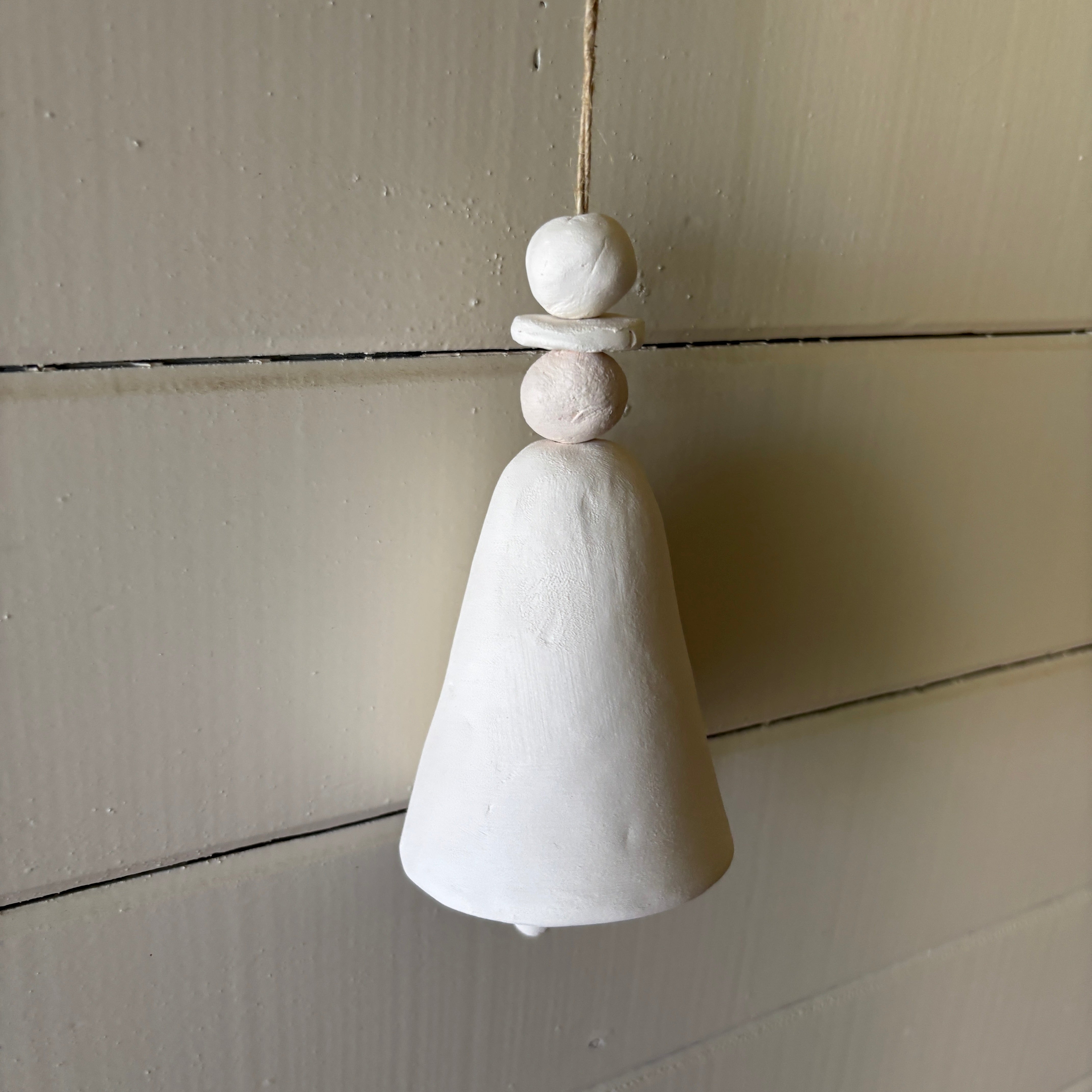 Ceramic Christmas Bell - White Clay