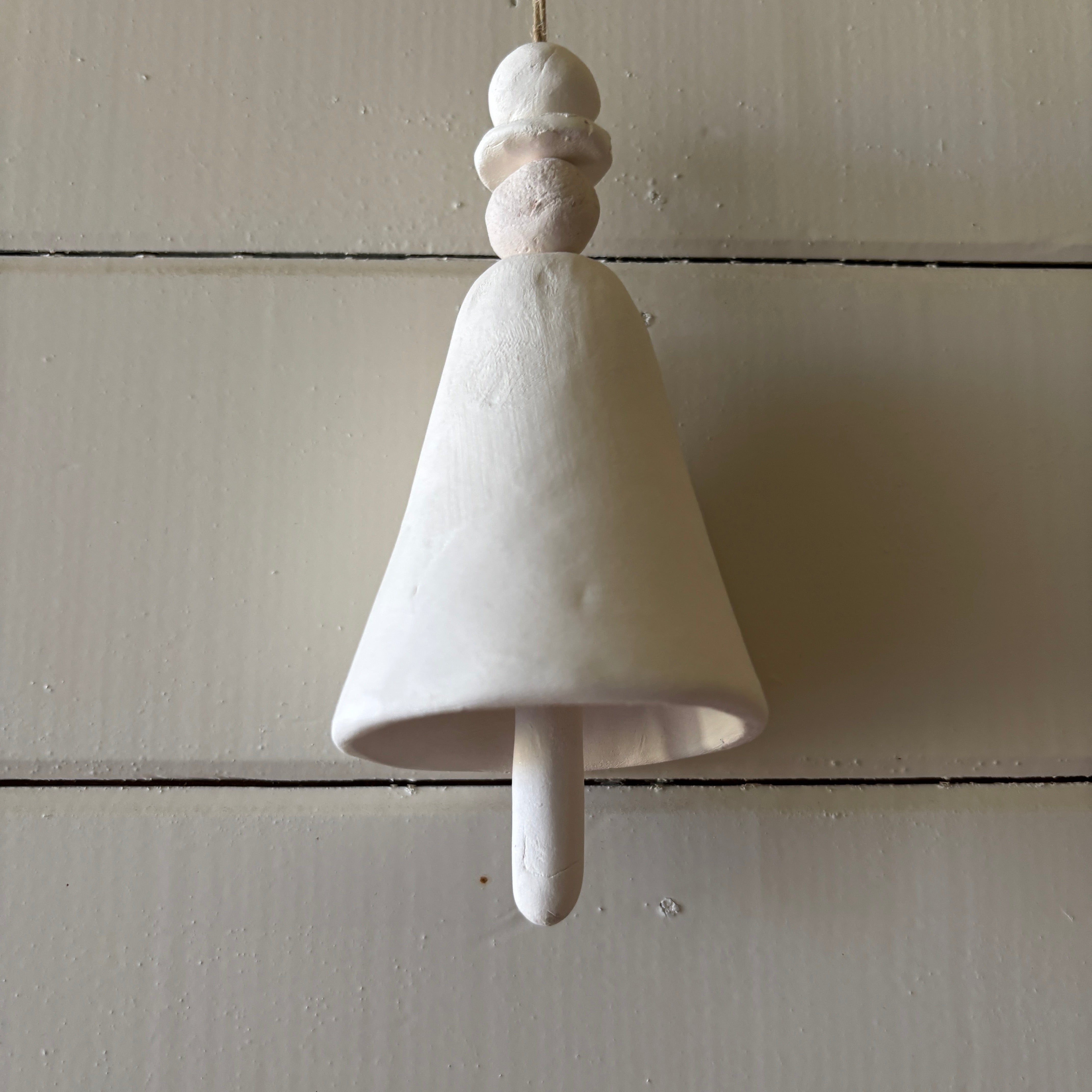 Ceramic Christmas Bell - White Clay