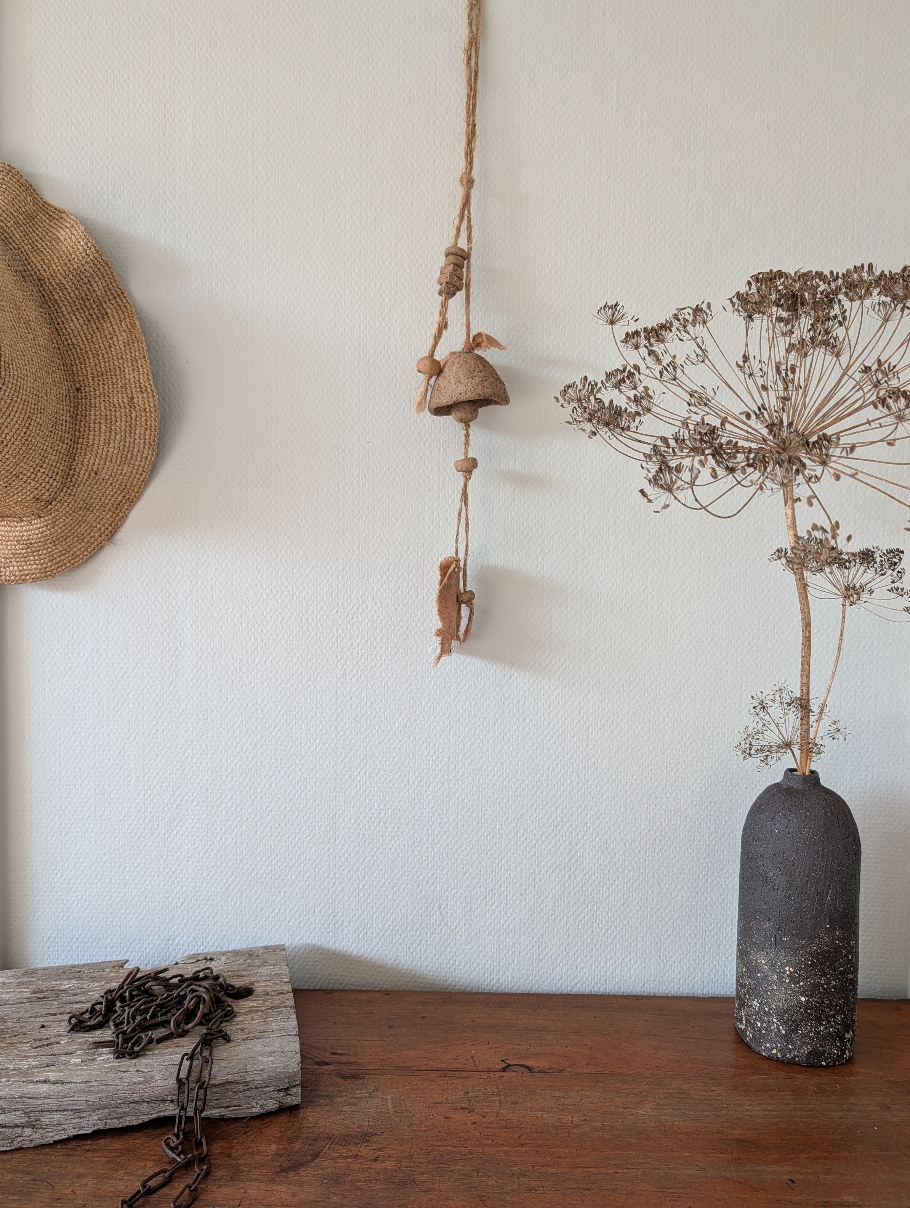 Contemporary Hanging Wall Art - Ceramic Bells,  Chimes, Beads