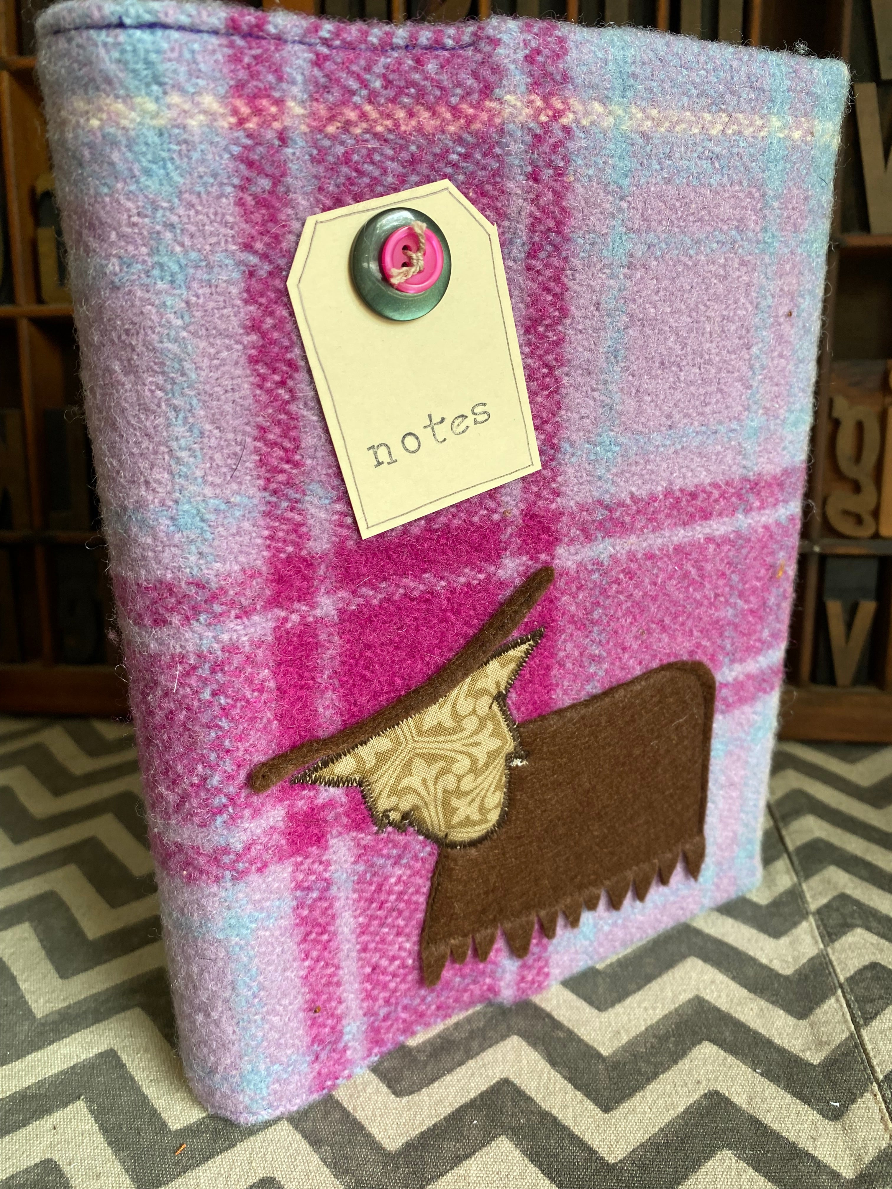 A5 Upcycled Notebook Highland Cow - Purple