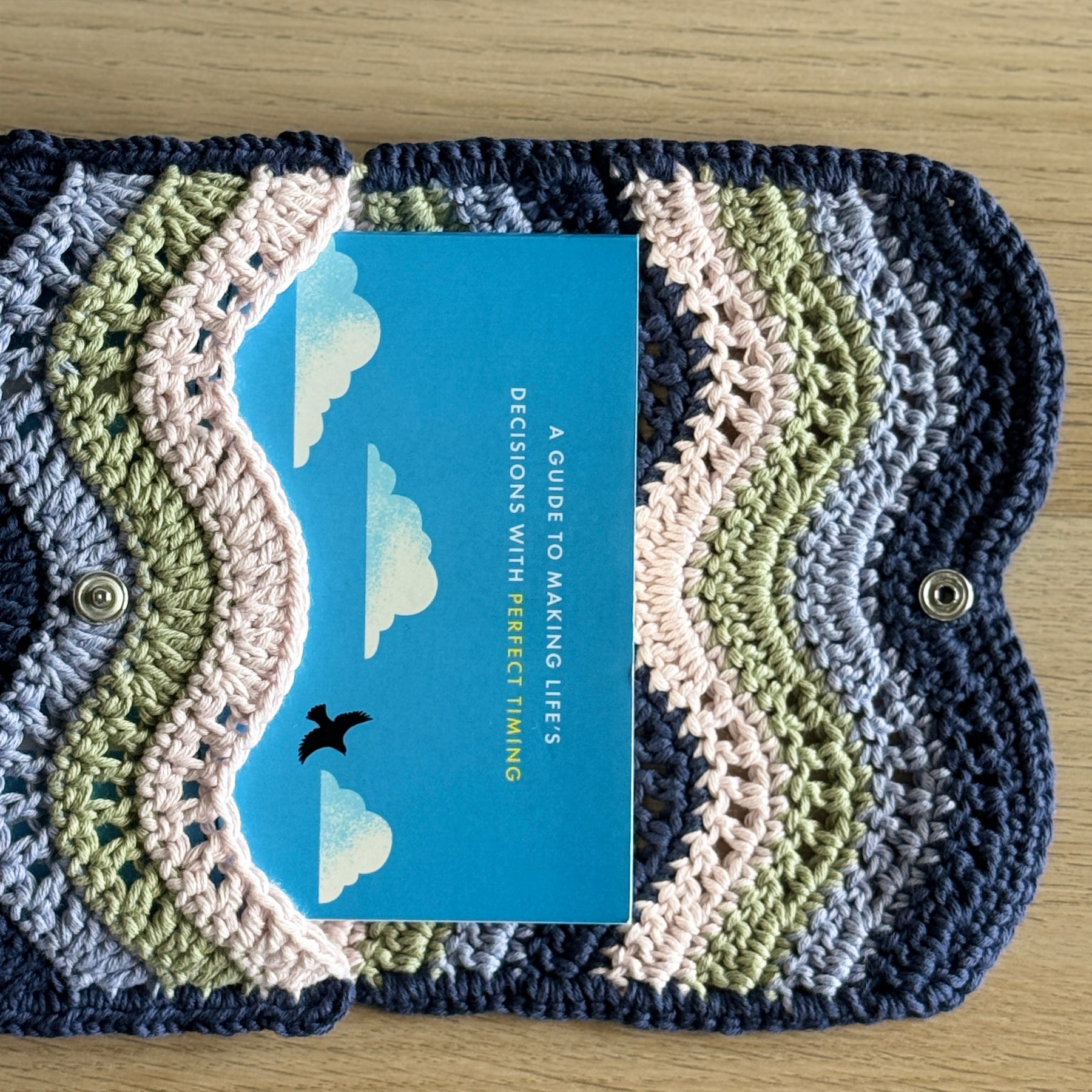 Book Sleeve | Handmade Crochet Book Accessary | Waves Ver. Cotton Yarn