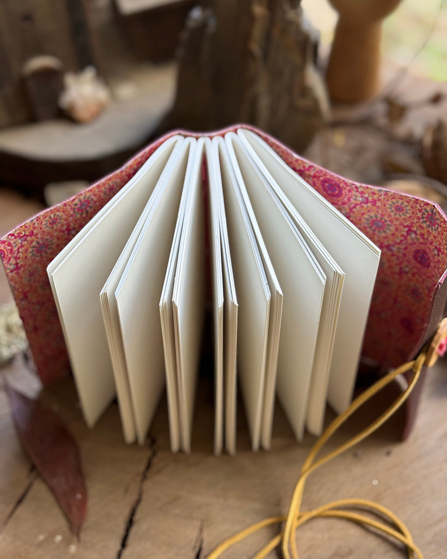 Burgundy Cross & Straight-stitched A6 Journal