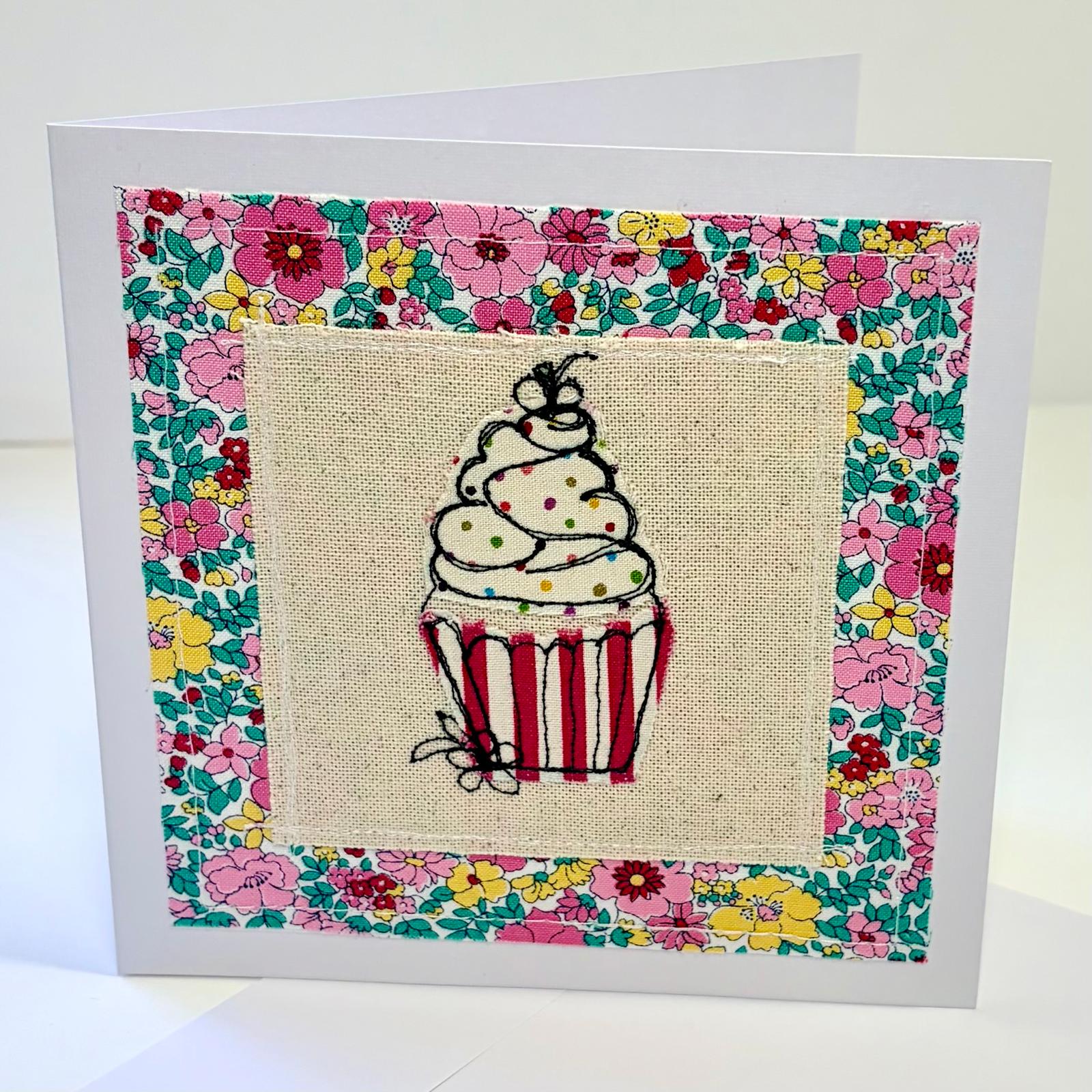 Fabric Greeting Card & Envelope| Liberty Florals| 15cm x 15cm