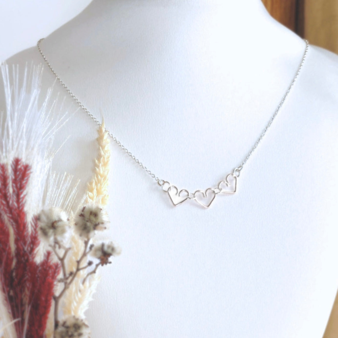 Chain of Hearts silver necklace |  Sterling silver |Wedding jewellery or Anniversary gift