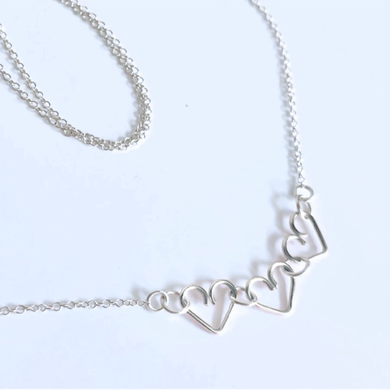 Chain of Hearts silver necklace |  Sterling silver |Wedding jewellery or Anniversary gift