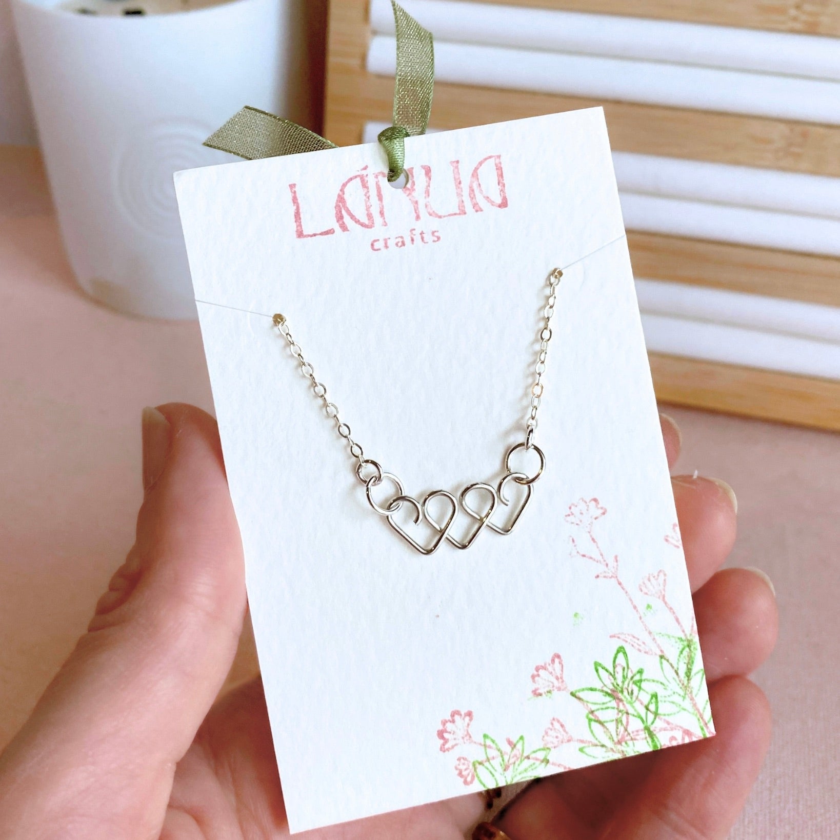 Chain of Hearts silver necklace |  Sterling silver |Wedding jewellery or Anniversary gift
