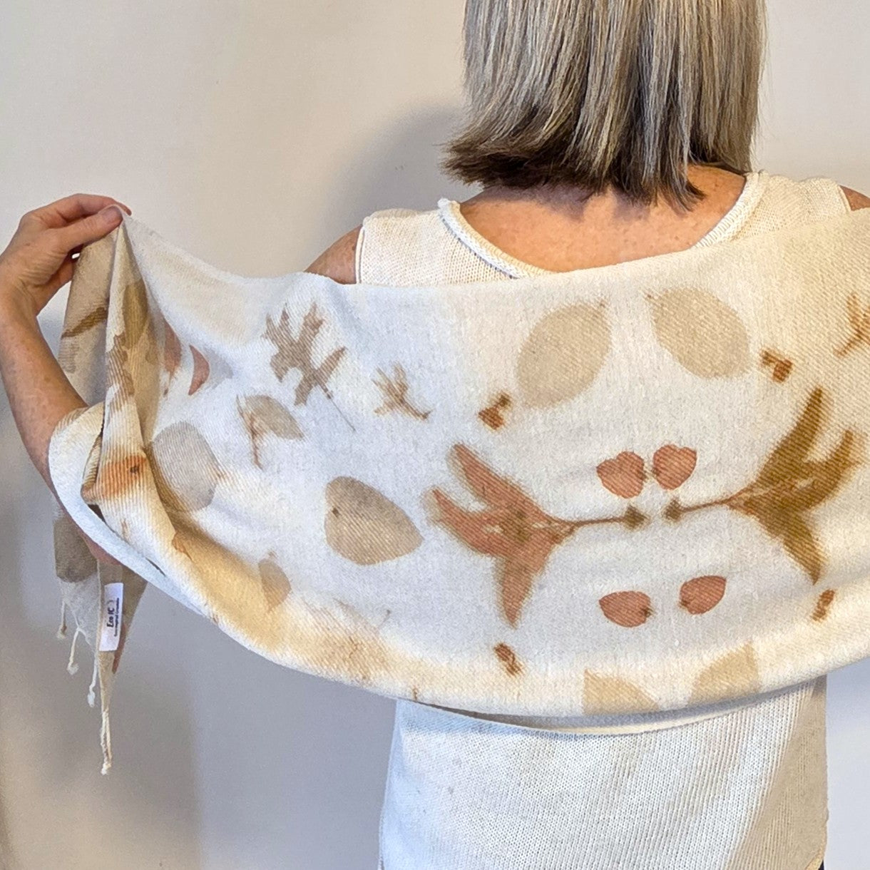 The Grace - Silk/Wool Blend Ecoprint Scarf/Wrap
