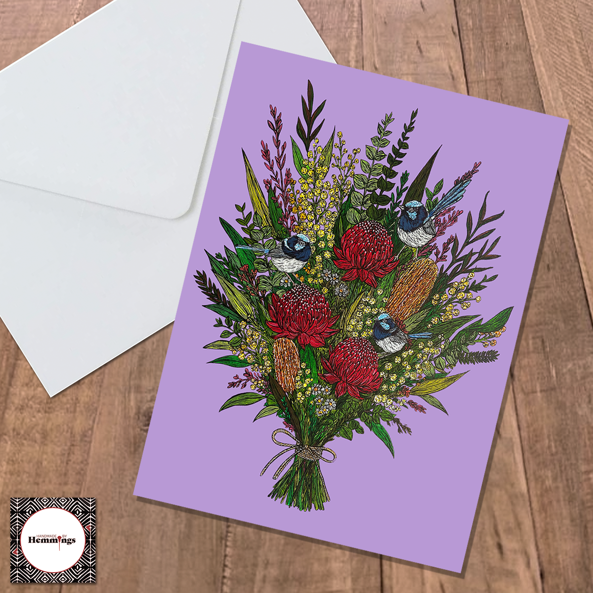 Bundle 4 Wildflowers and Fairy Wrens Greeting Cards with Envelopes