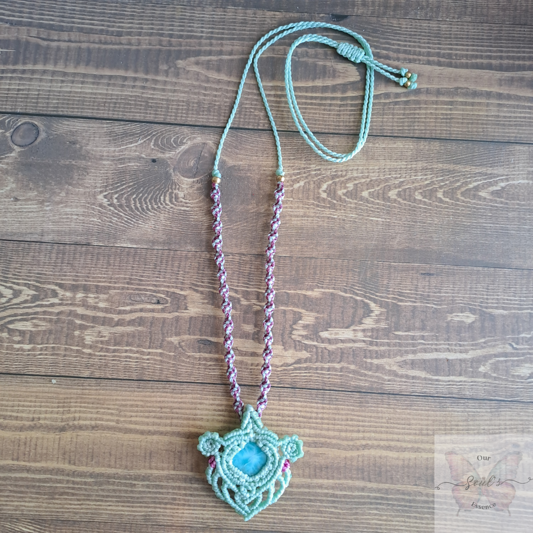 Larimar Micro Macramé Necklace