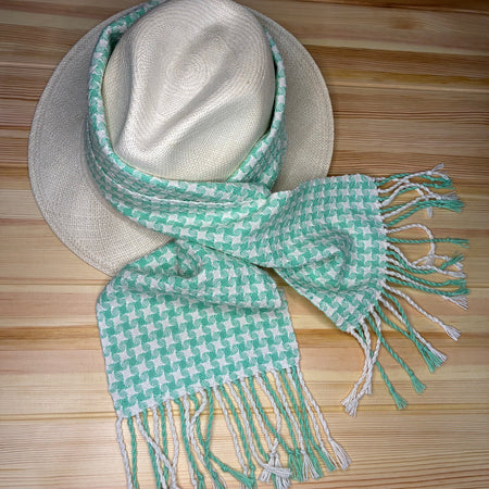 Mint Starburst - 100% cotton Handwoven Neck Scarf