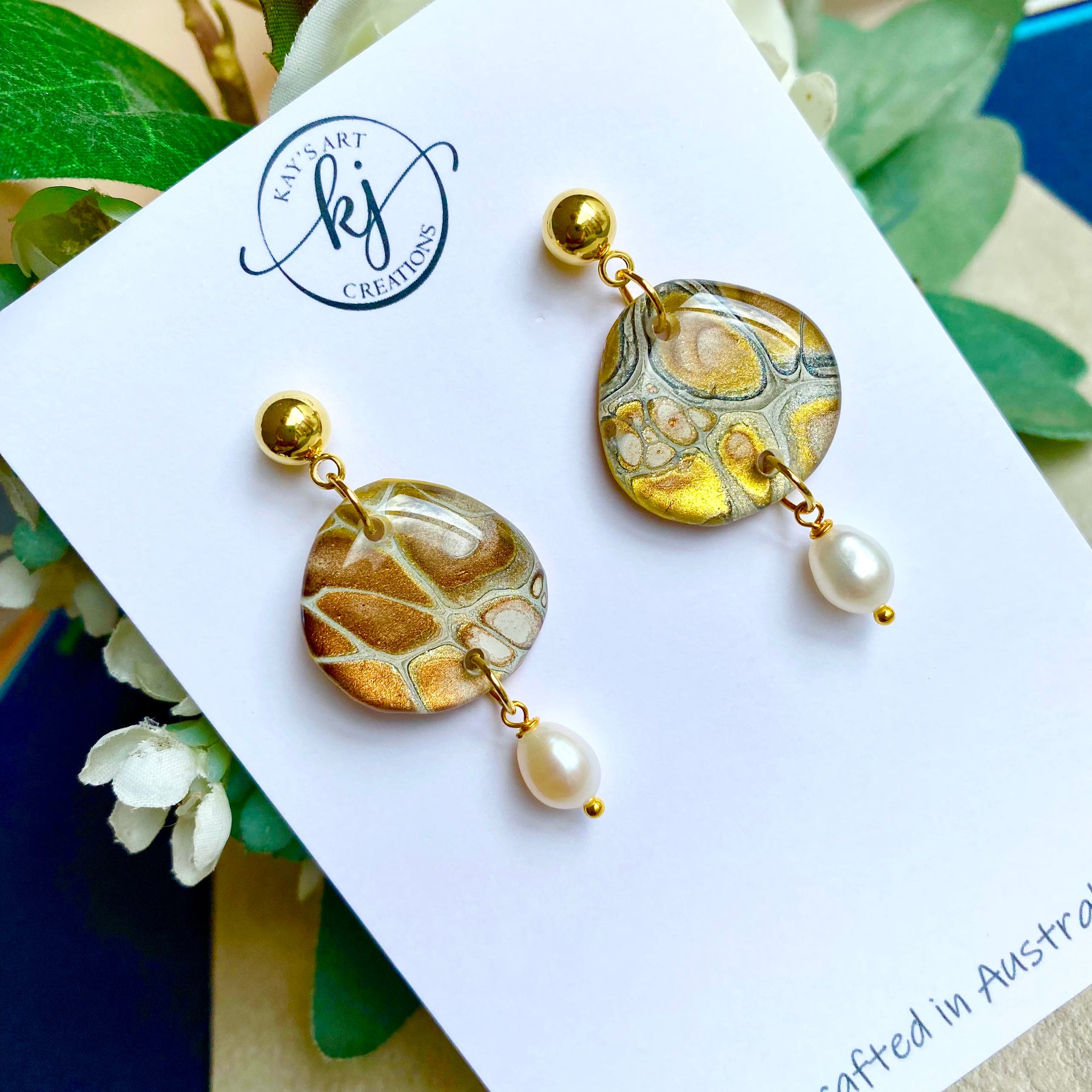 Artisan Freshwater Pearls and Original Art Earrings