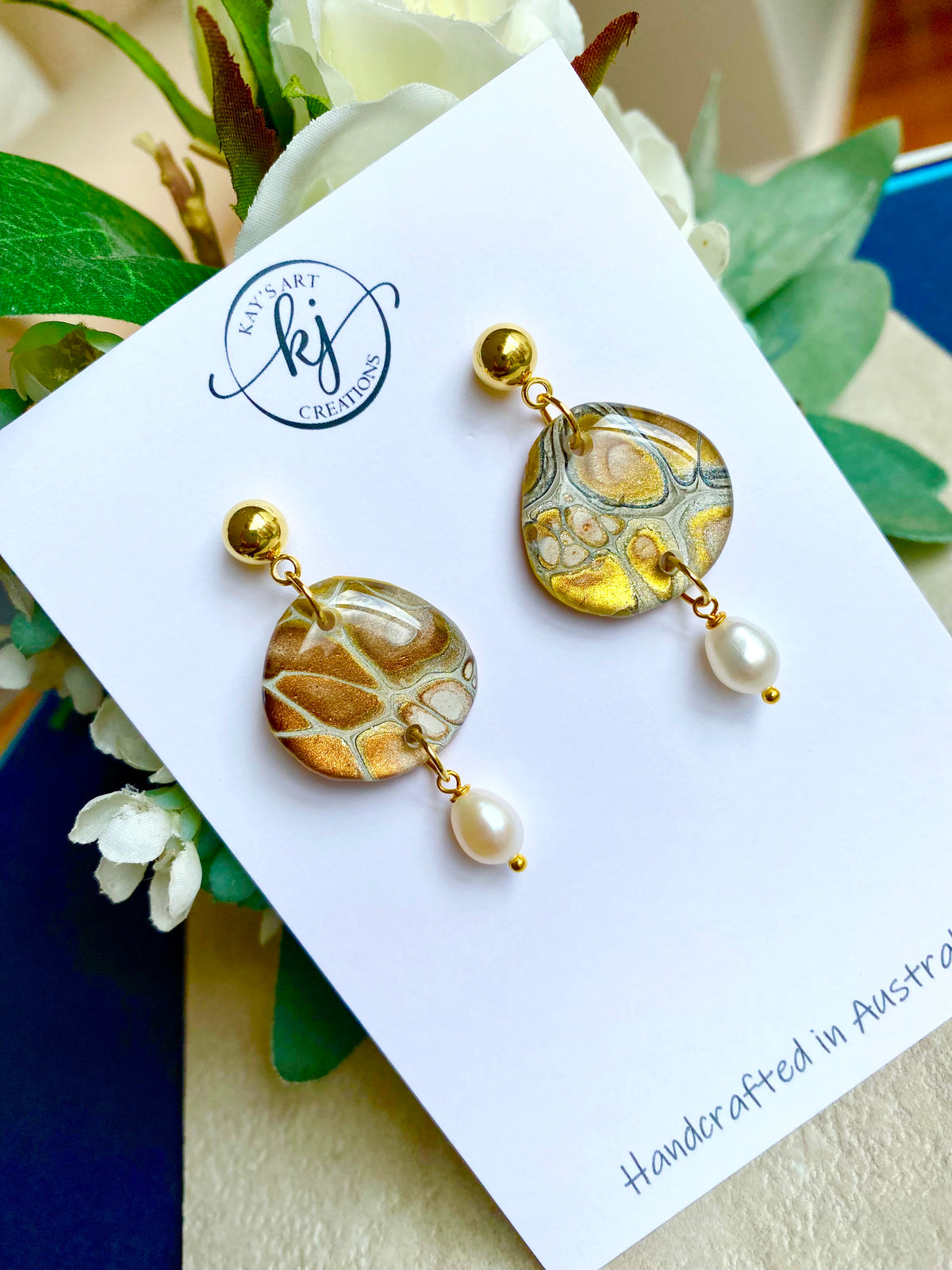 Artisan Freshwater Pearls and Original Art Earrings