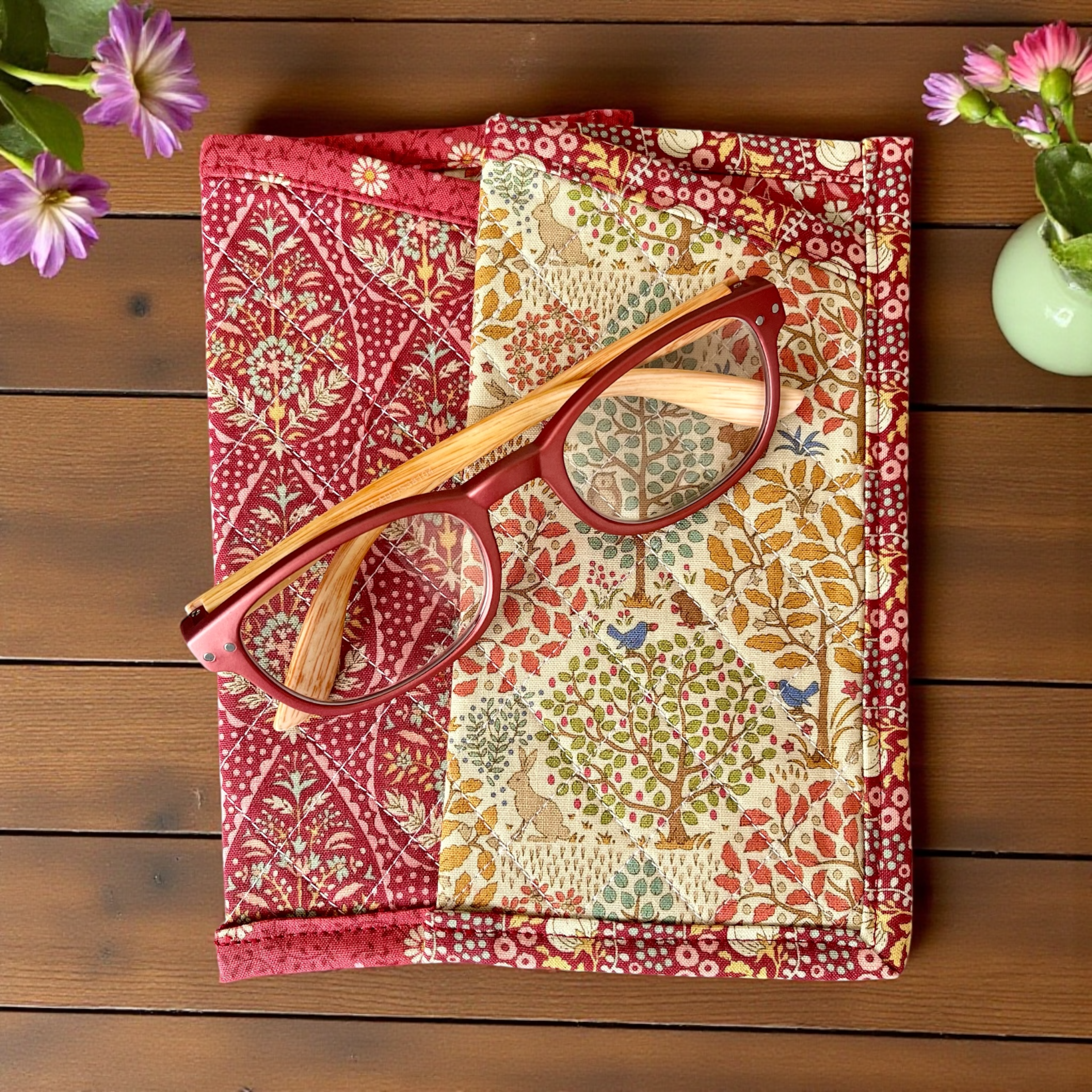 Handmade Quilted Tilda Fabric Glasses Case
