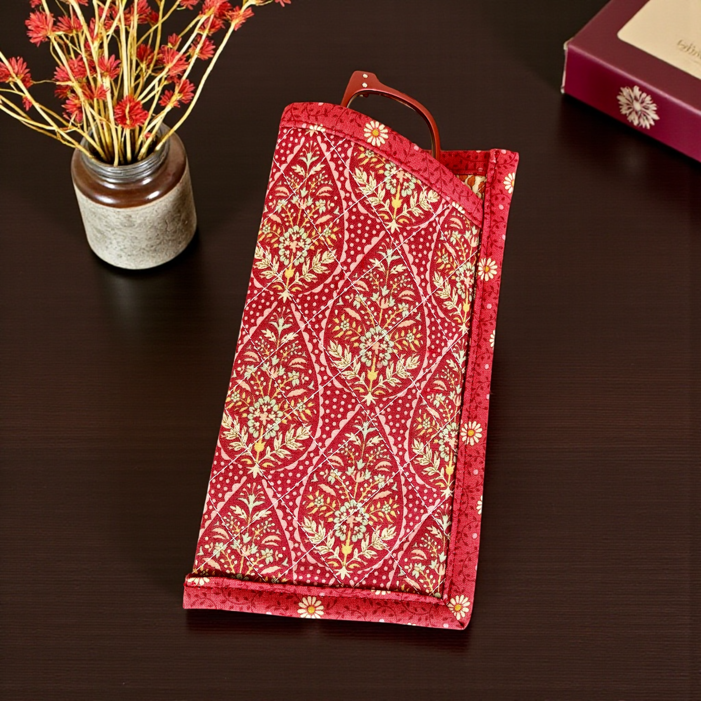 Handmade Quilted Tilda Fabric Glasses Case