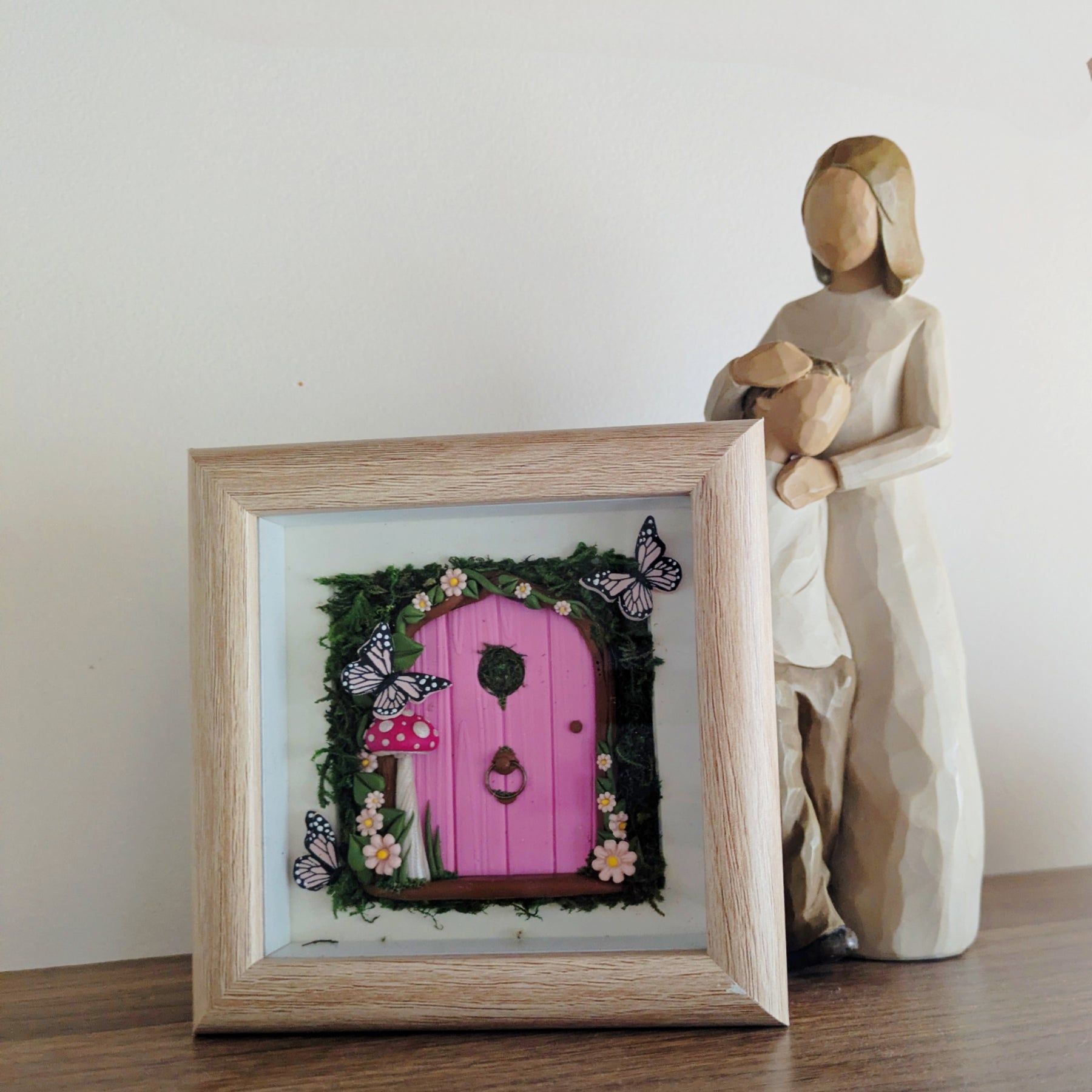 Pink Butterfly Fairy Door Shadow Box