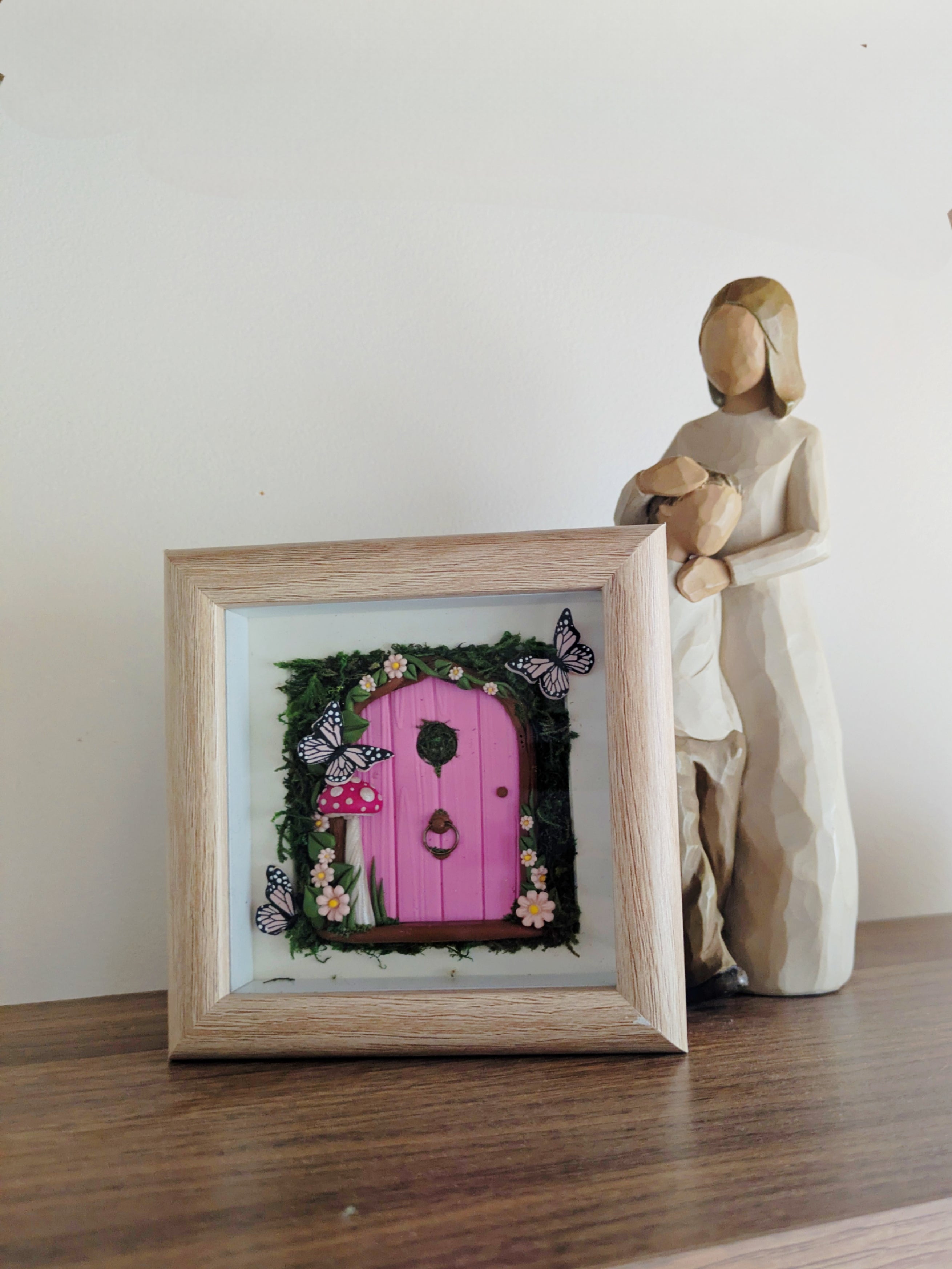 Pink Butterfly Fairy Door Shadow Box