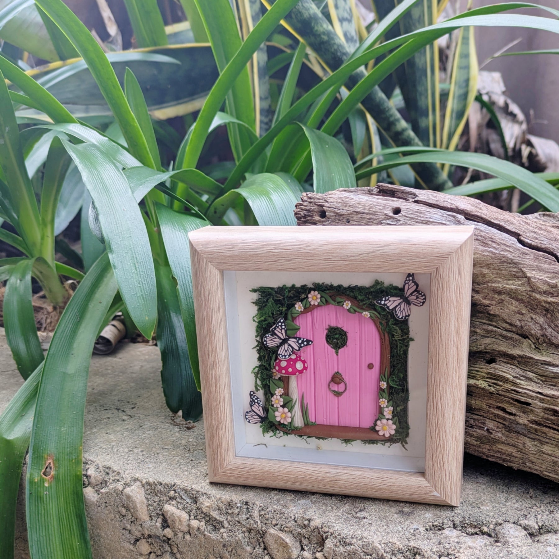 Pink Butterfly Fairy Door Shadow Box