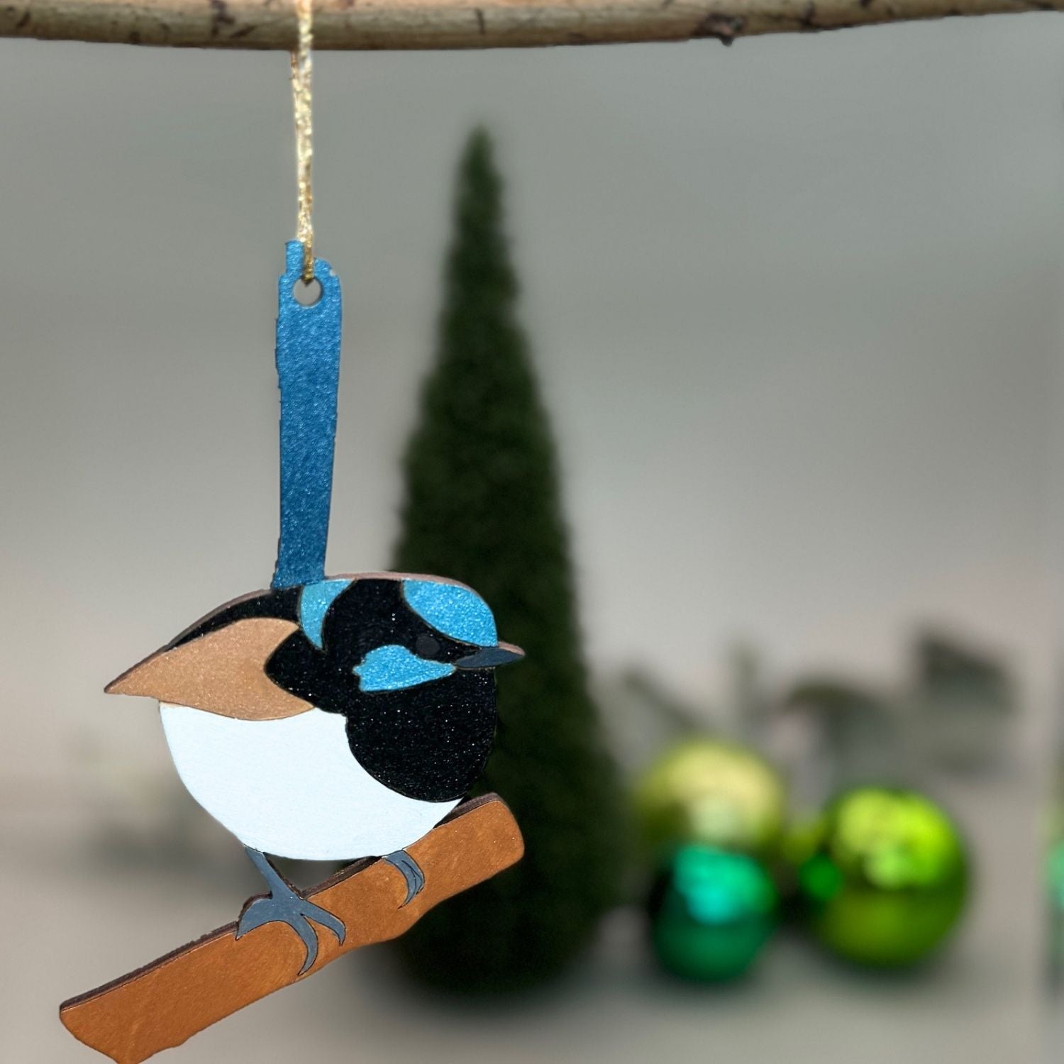 Superb Fairy Wren Hand Painted Christmas Decoration