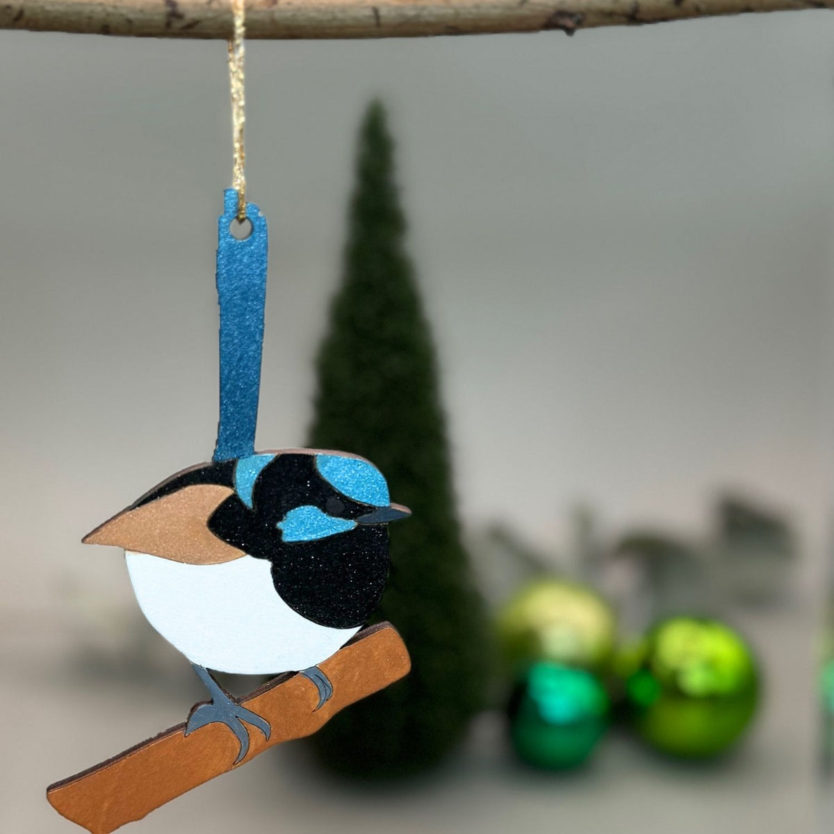 Superb Fairy Wren Hand Painted Christmas Decoration