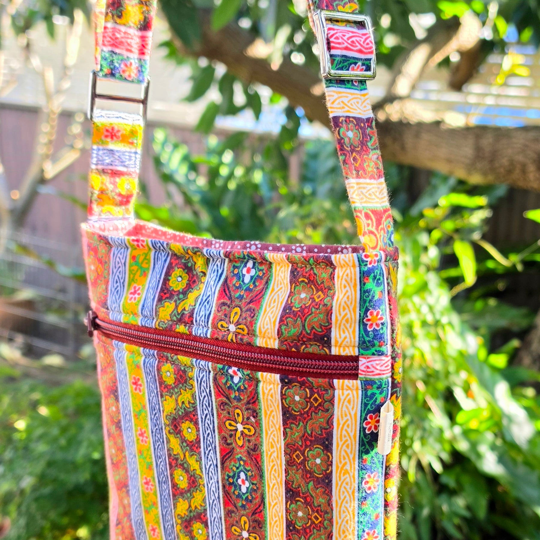 Upcycled Crossbody bag made with 100% Pre-loved fabrics