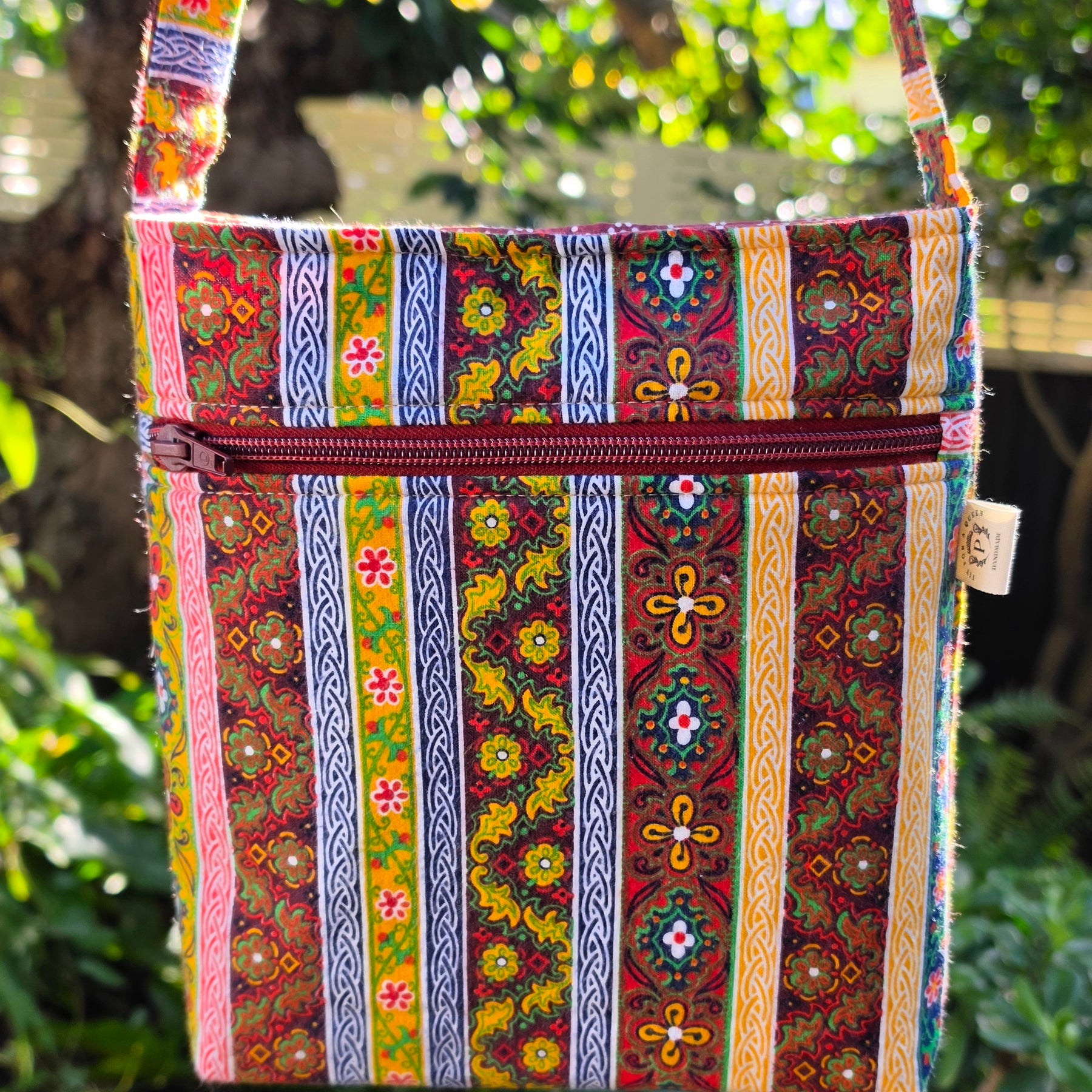 Upcycled Crossbody bag made with 100% Pre-loved fabrics