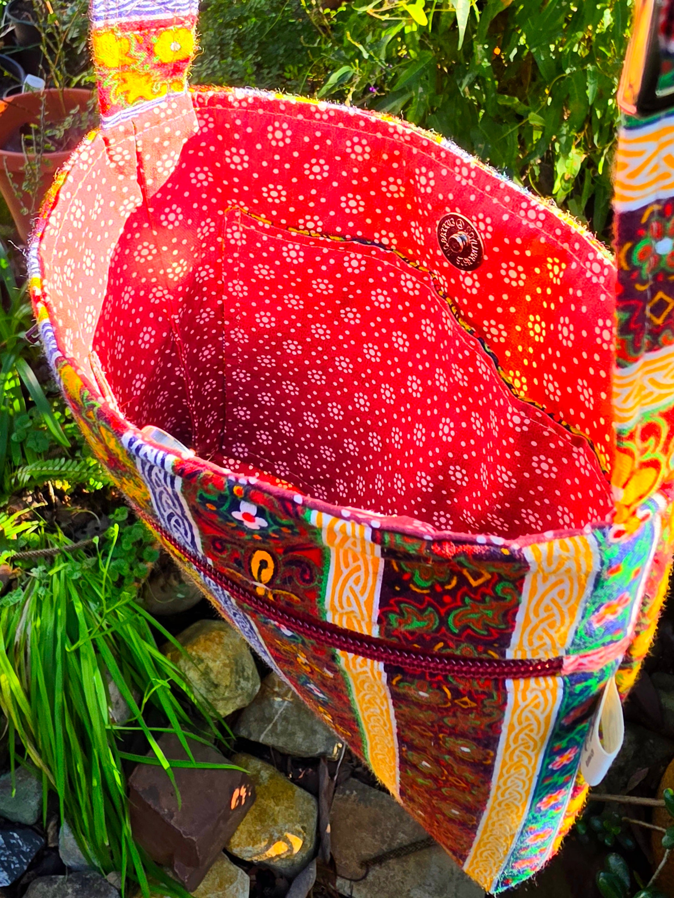 Upcycled Crossbody bag made with 100% Pre-loved fabrics