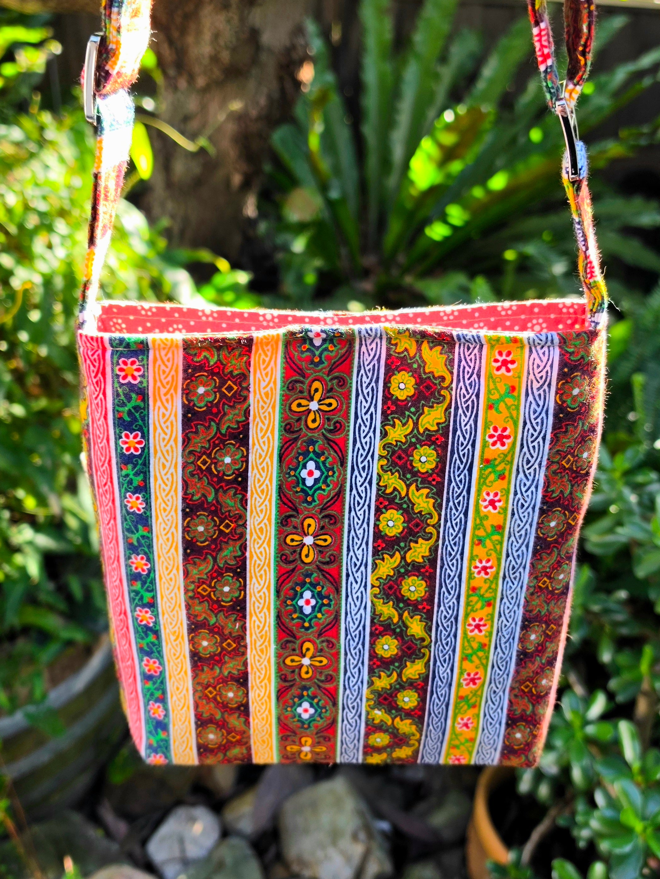 Upcycled Crossbody bag made with 100% Pre-loved fabrics