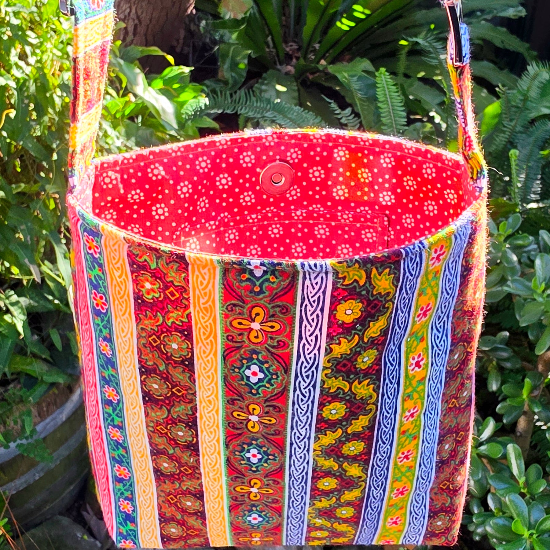 Upcycled Crossbody bag made with 100% Pre-loved fabrics