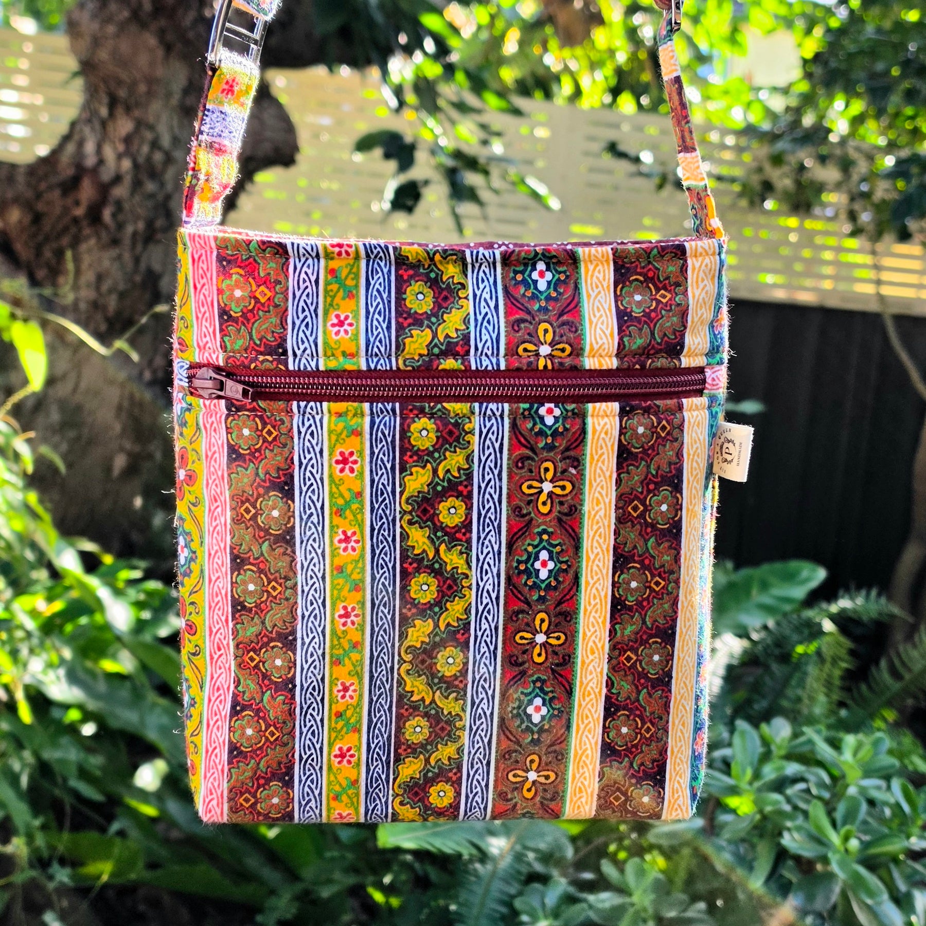 Upcycled Crossbody bag made with 100% Pre-loved fabrics
