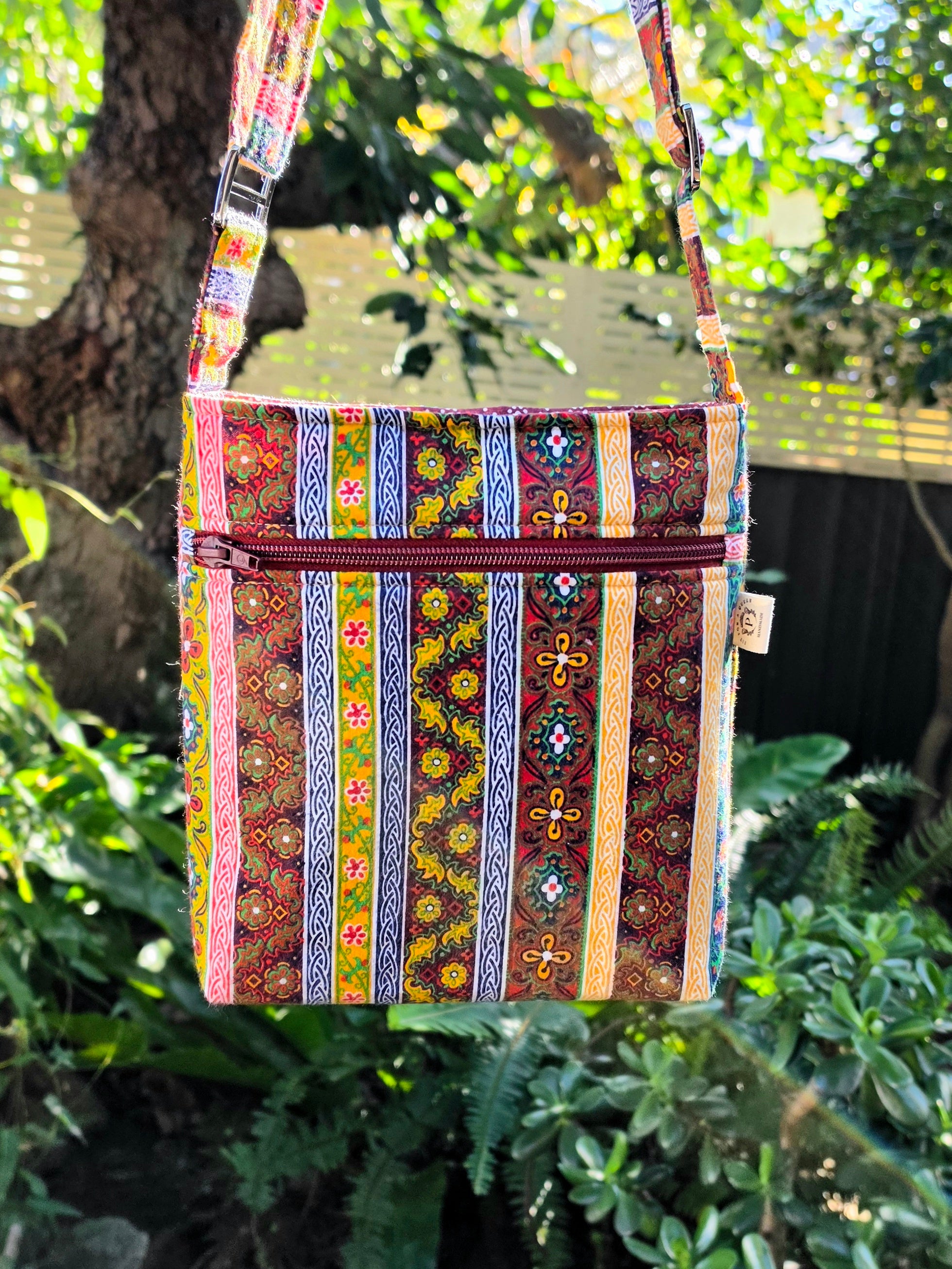 Upcycled Crossbody bag made with 100% Pre-loved fabrics