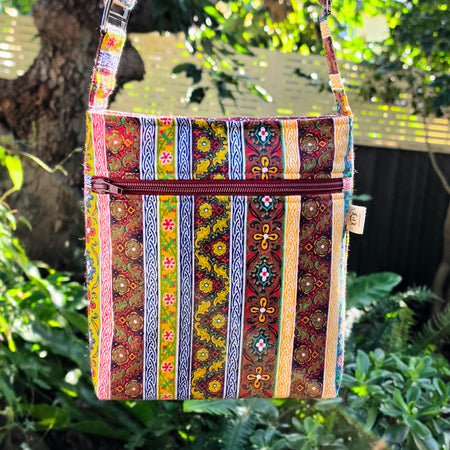 Upcycled Crossbody bag made with 100% Pre-loved fabrics