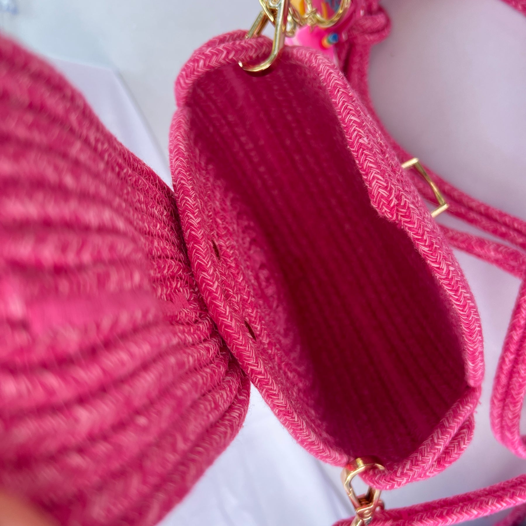 Handmade Pink Rope Crossbody Bag