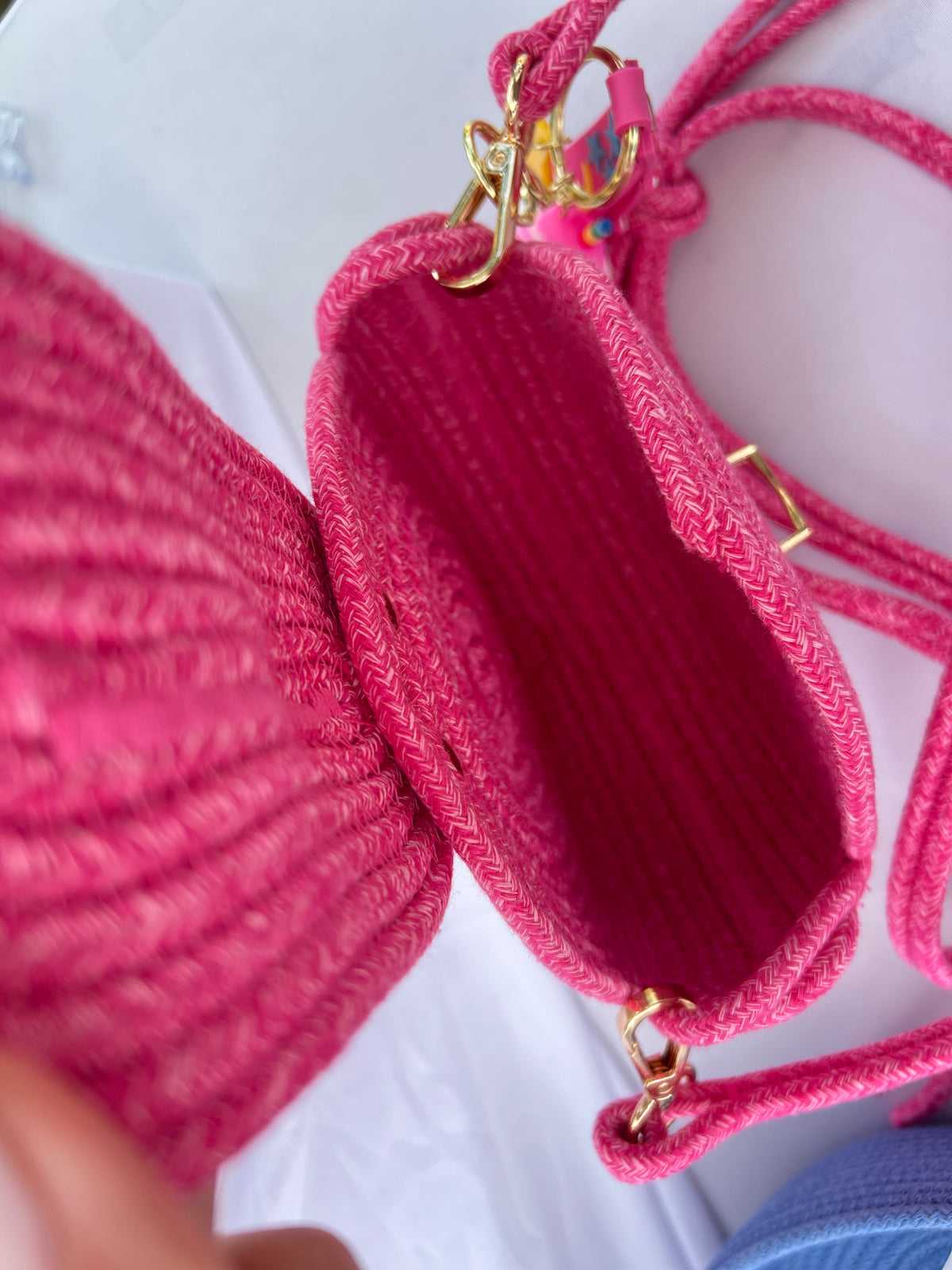 Handmade Pink Rope Crossbody Bag