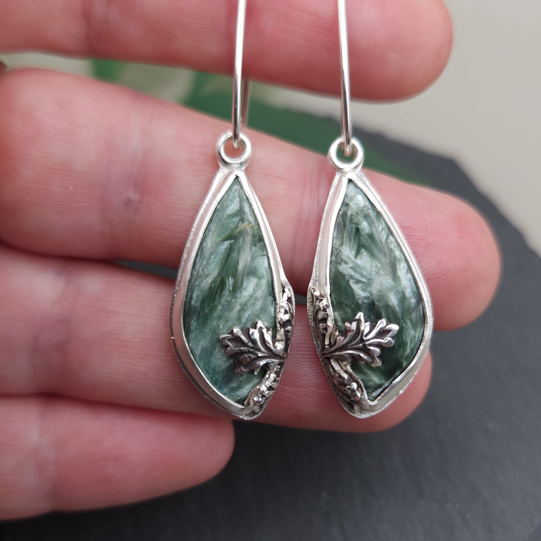 Fairy forest dangles - Sterling silver & seraphinite