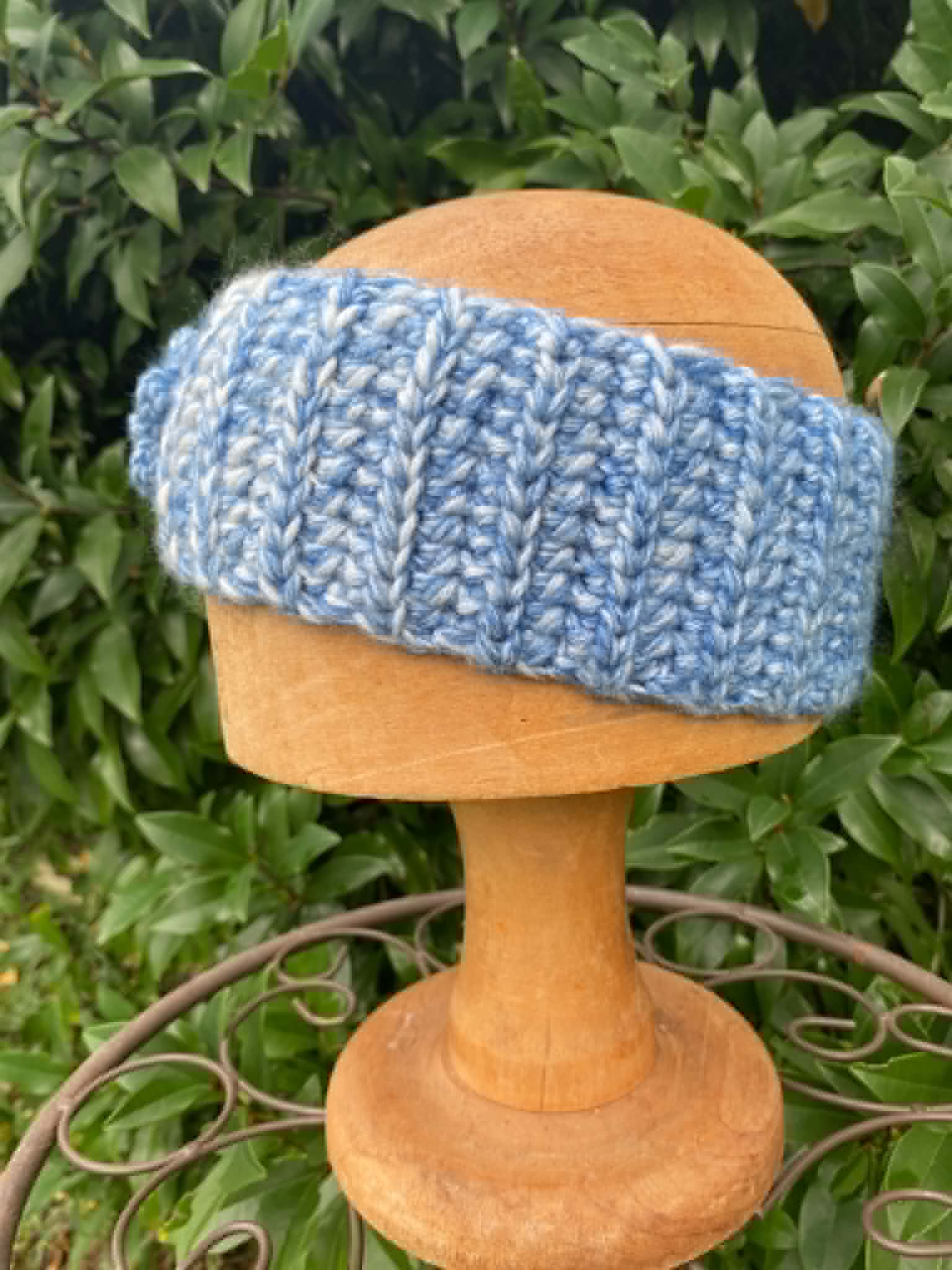 Crochet Headband with cute flower and button embellishment