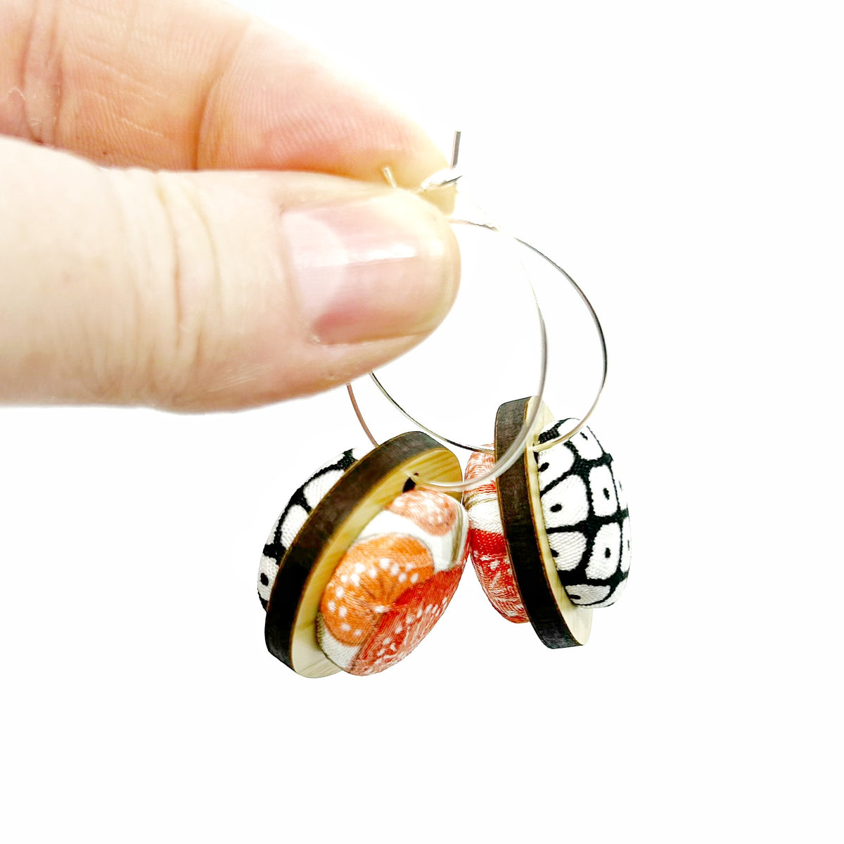 Double Sided Pebble Earrings - Red