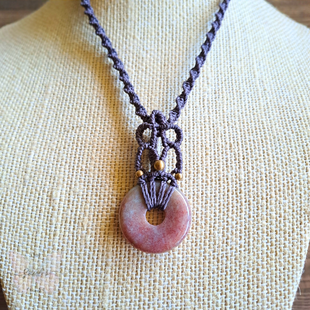 Moss Agate Micro Macramé Necklace