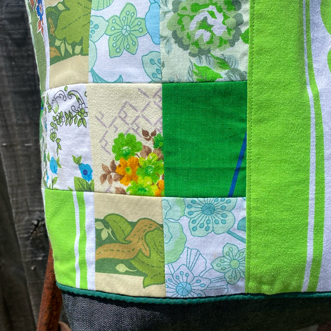Heartland Handmade Tote Bag Upcycled Vintage Fabrics & Denim
